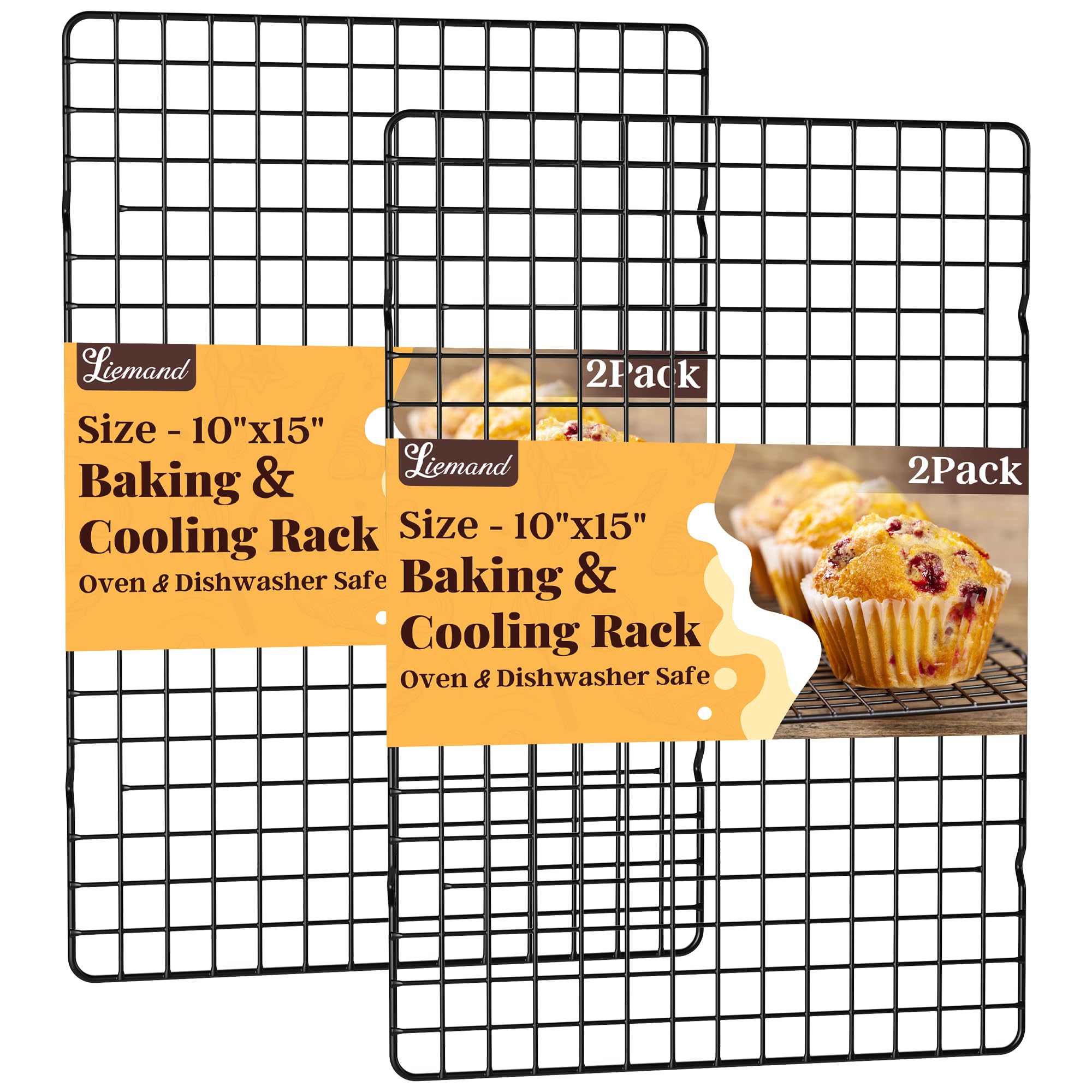 Cooling Racks for Cooking and Baking - 2 PCS 10 x 16 Grid Wire Baking Rack for Oven Cooking, Baking, Grilling, Roasting -Dishwas