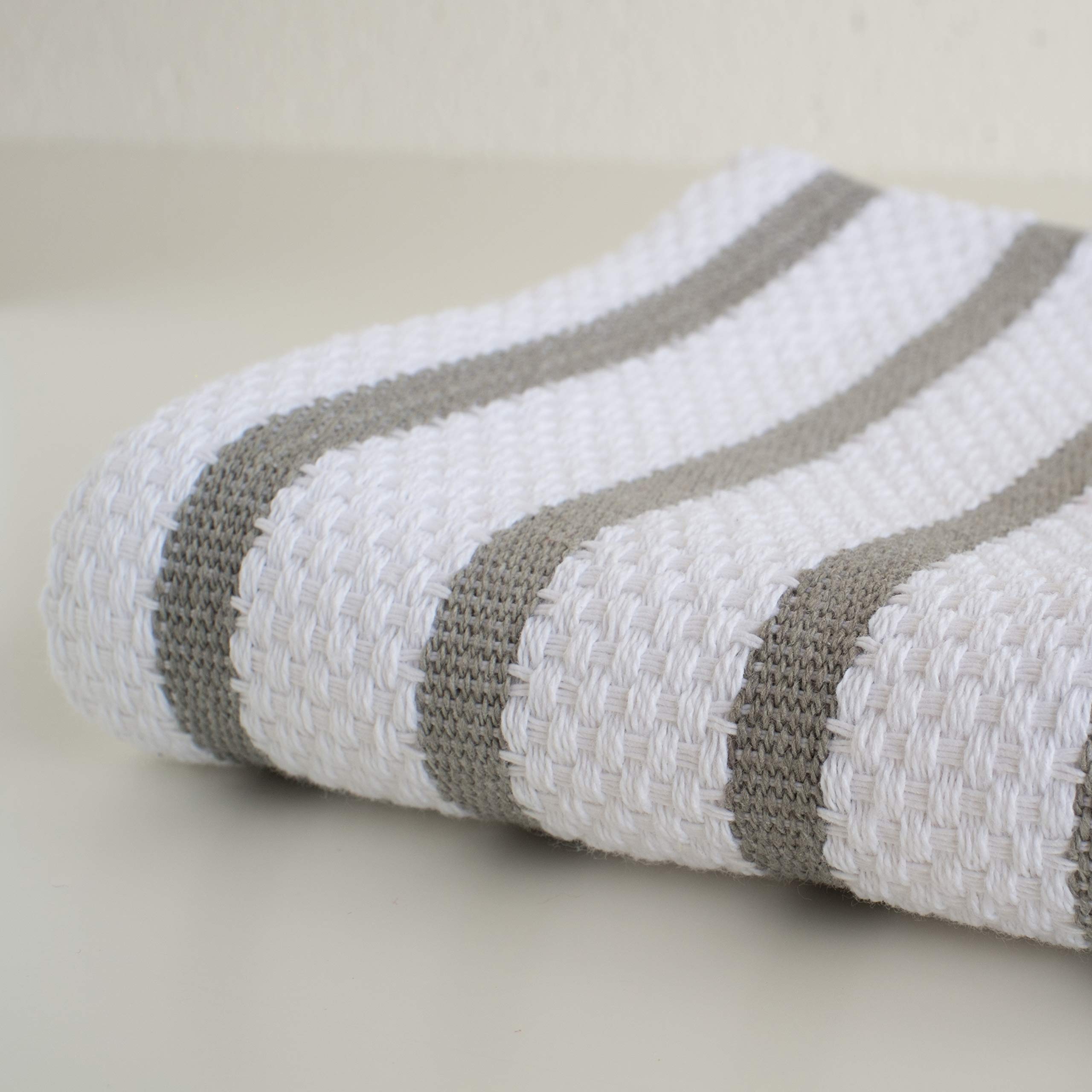 Now Designs Basketweave Kitchen Towel London Gray Stripe, Set Of 6 140422