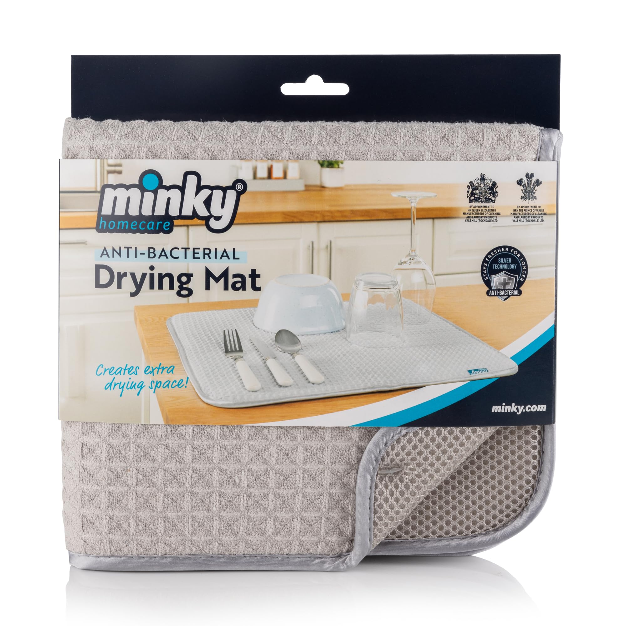 Minky Homecare Dish Drying Mat, 18'' X 16'', Gray