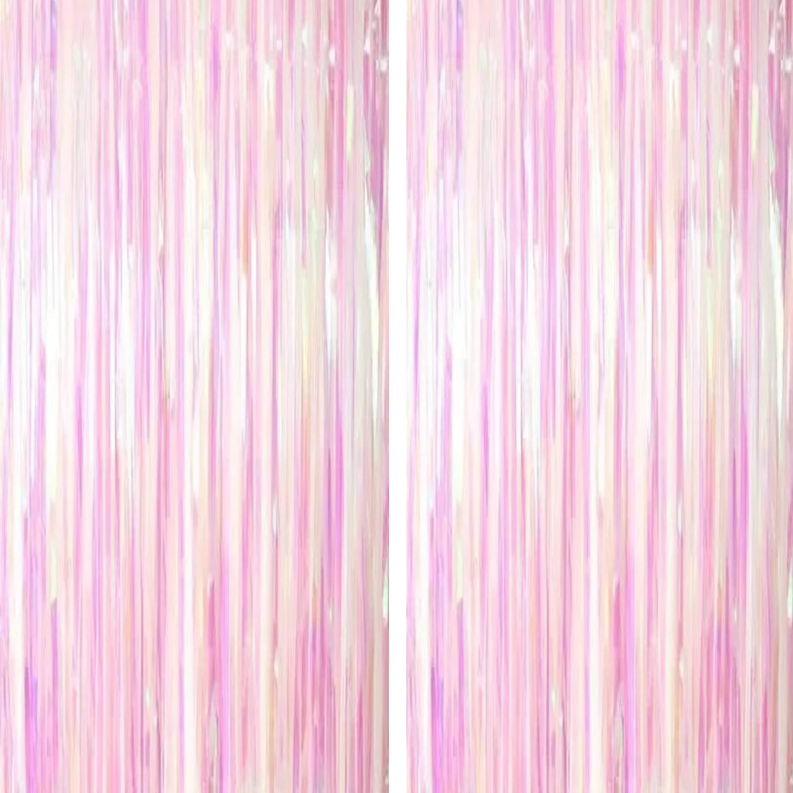 Iridescent Party Tinsel Foil Fringe Curtains - Iridescent Transparent Metallic Curtain For Happy Birthday Baby Shower Wedding Ba