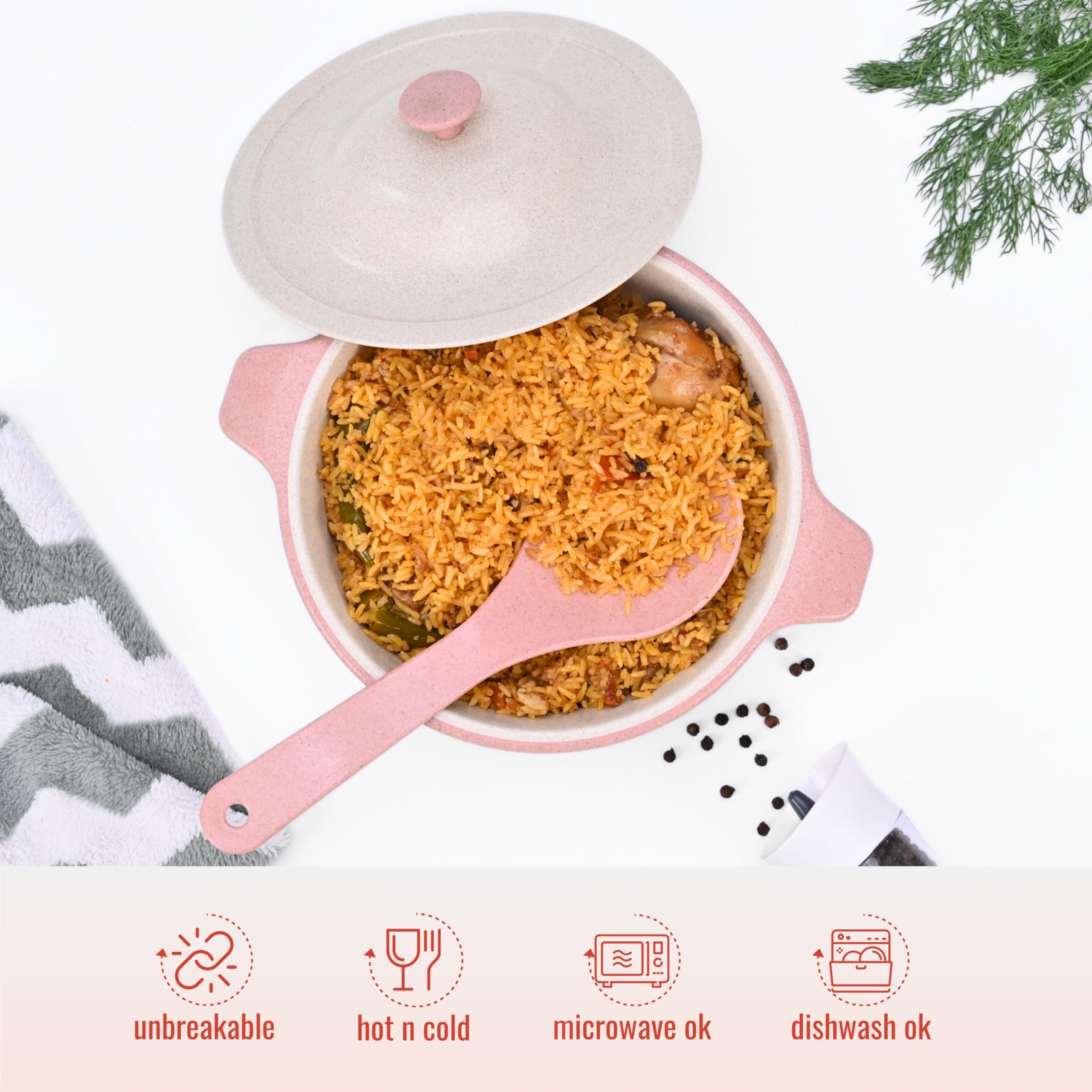 Eha Earth Friendly Mixing Bowls With Lids Set Of 2 | Microwave Safe Serving Bowls | Made With Rice Husk And Bamboo Fibers | 42 O