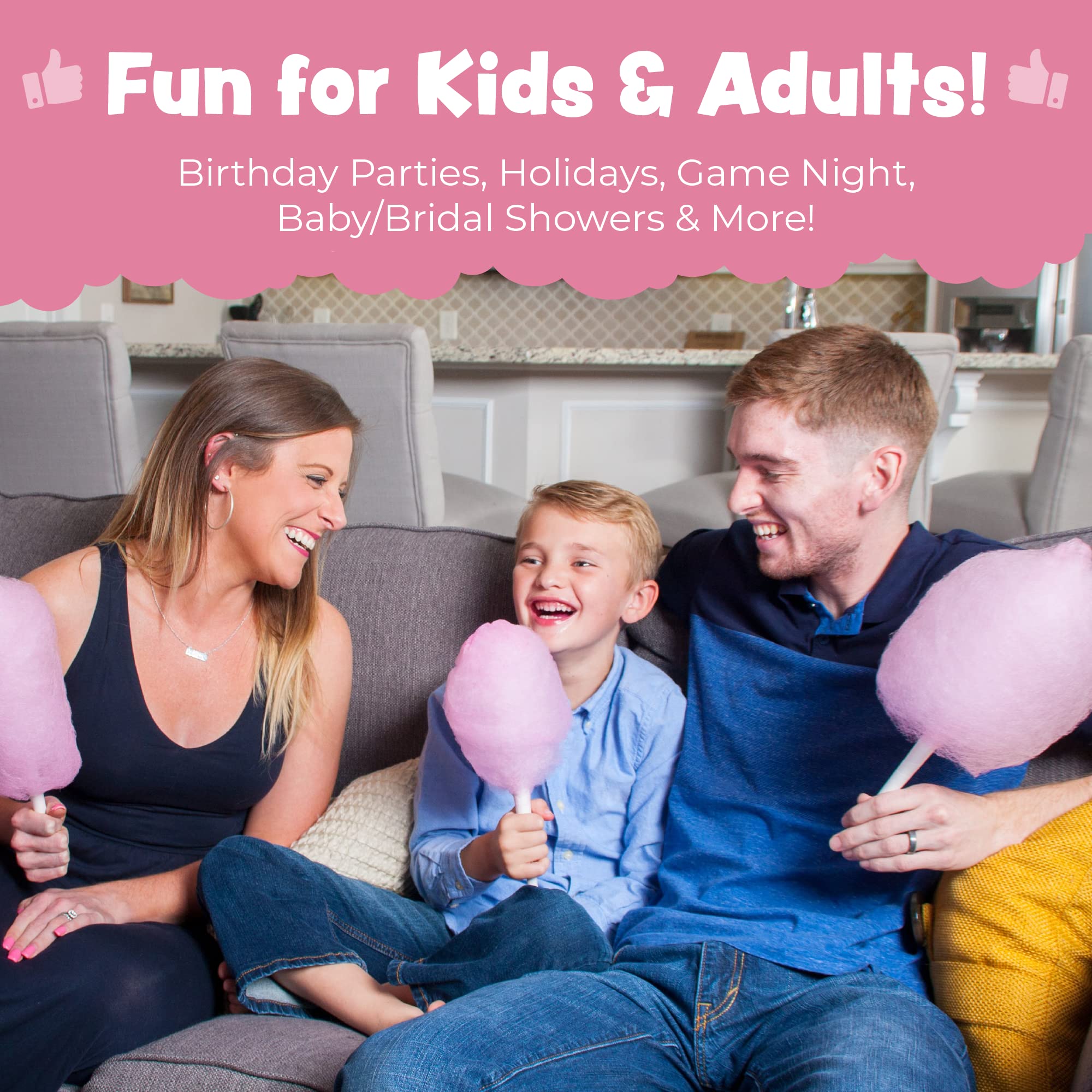 Cotton Candy Express Floss Sugar Variety Pack With 5 - 11Oz Plastic Jars Of Grape, Orange, Pink Vanilla, Blue Raspberry, Cherry