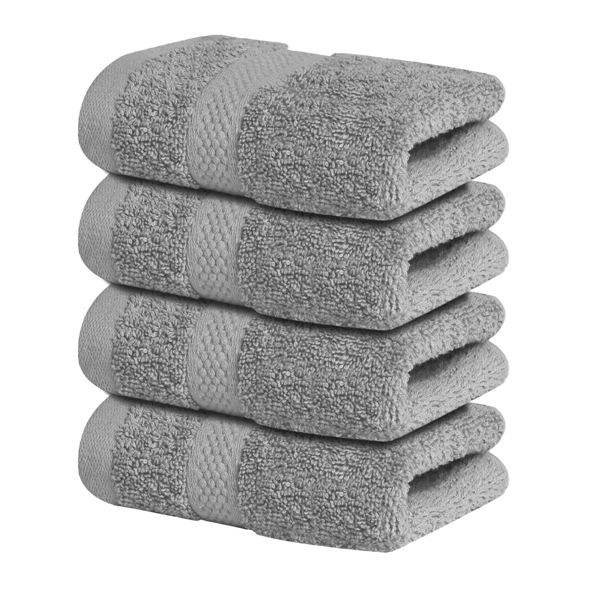 Infinitee Xclusives Premium 100% Cotton Wash Cloths For Showering - Pack Of 4, (12X12) Inches - Highly Absorbent, Soft Face Towe