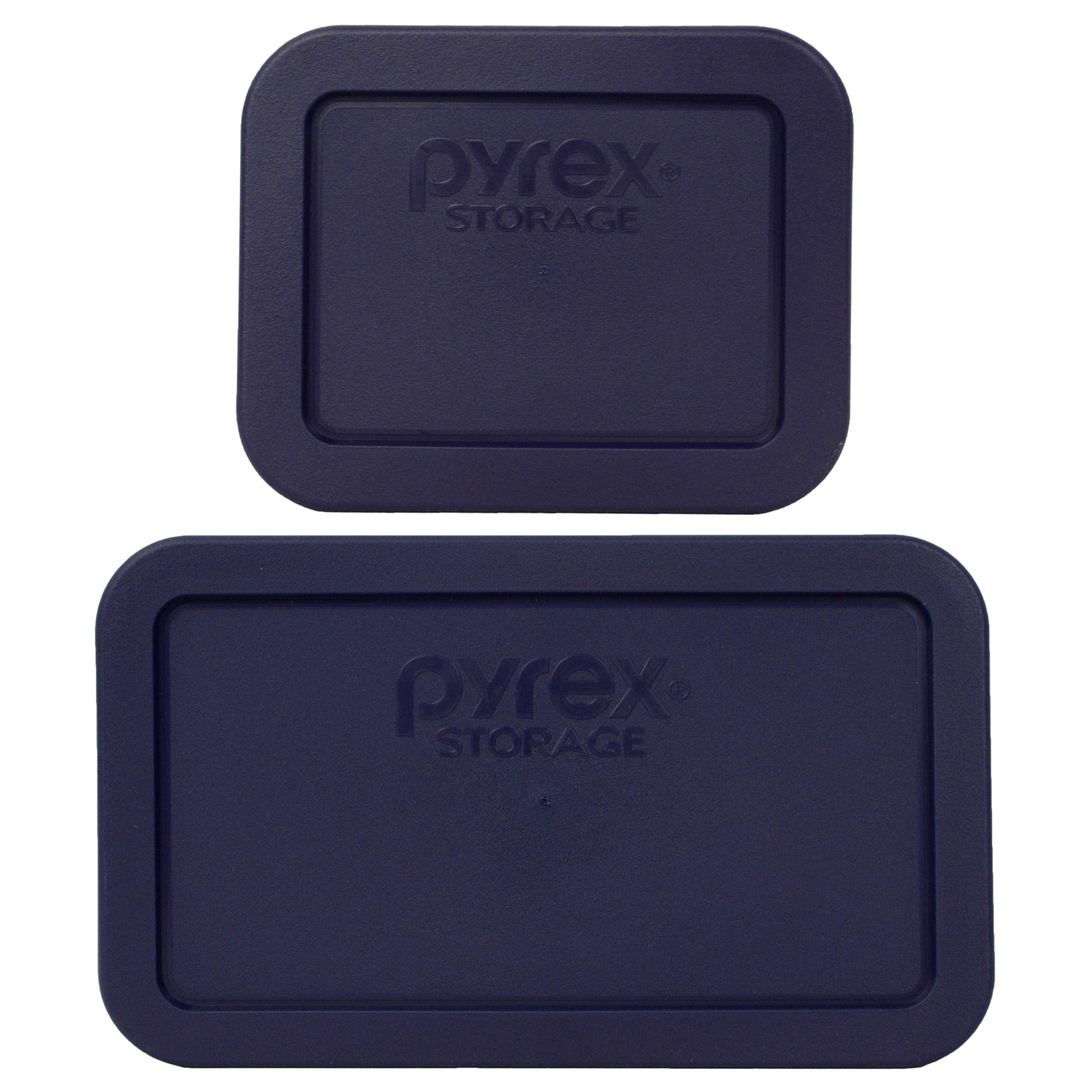 Pyrex (1) 7213 1.9-Cup And (1) 7214 4.8-Cup Blue Plastic Food Storage Lids, Made In Usa