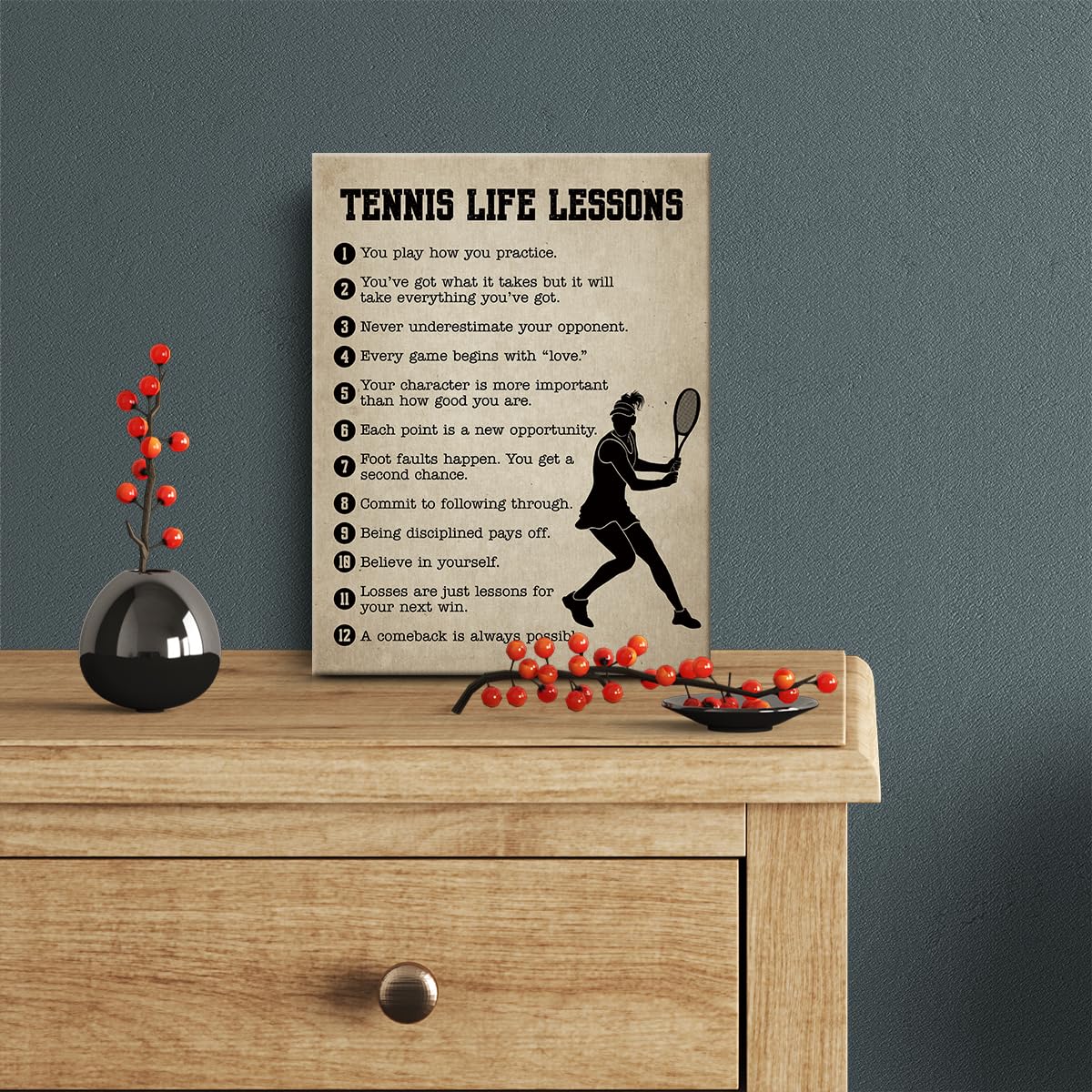 Tennis Gifts Inspirational Wall Decor Canvas Wall Art Artwork Sports Framed Art Paintings Tennis Posters For Tennis Player Athle