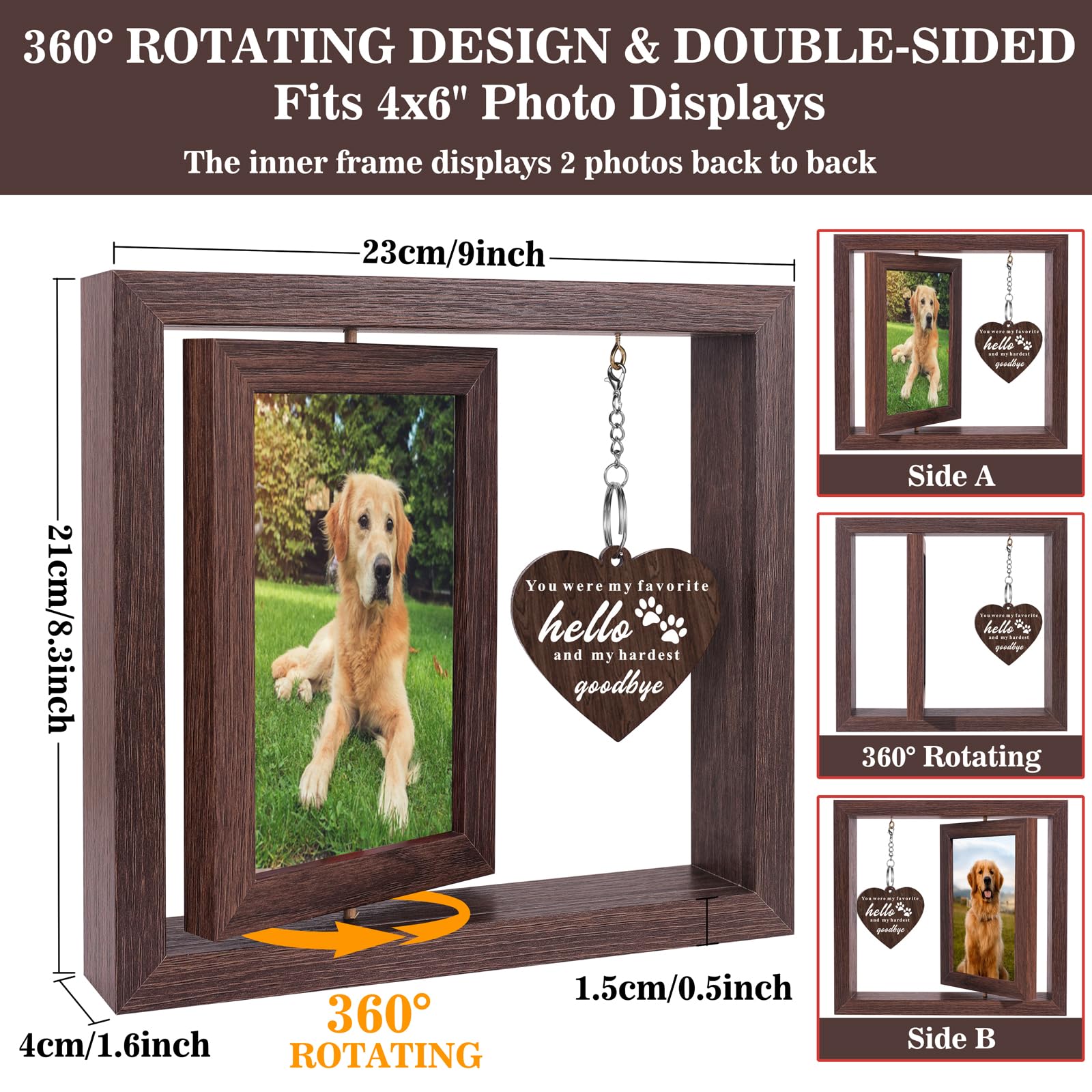 Boiveco Pet Memorial Sympathy Gifts for Loss of Dog, Cat & Dog Loss Gifts Memorial Picture Frame, Bereavement Remembrance Condol