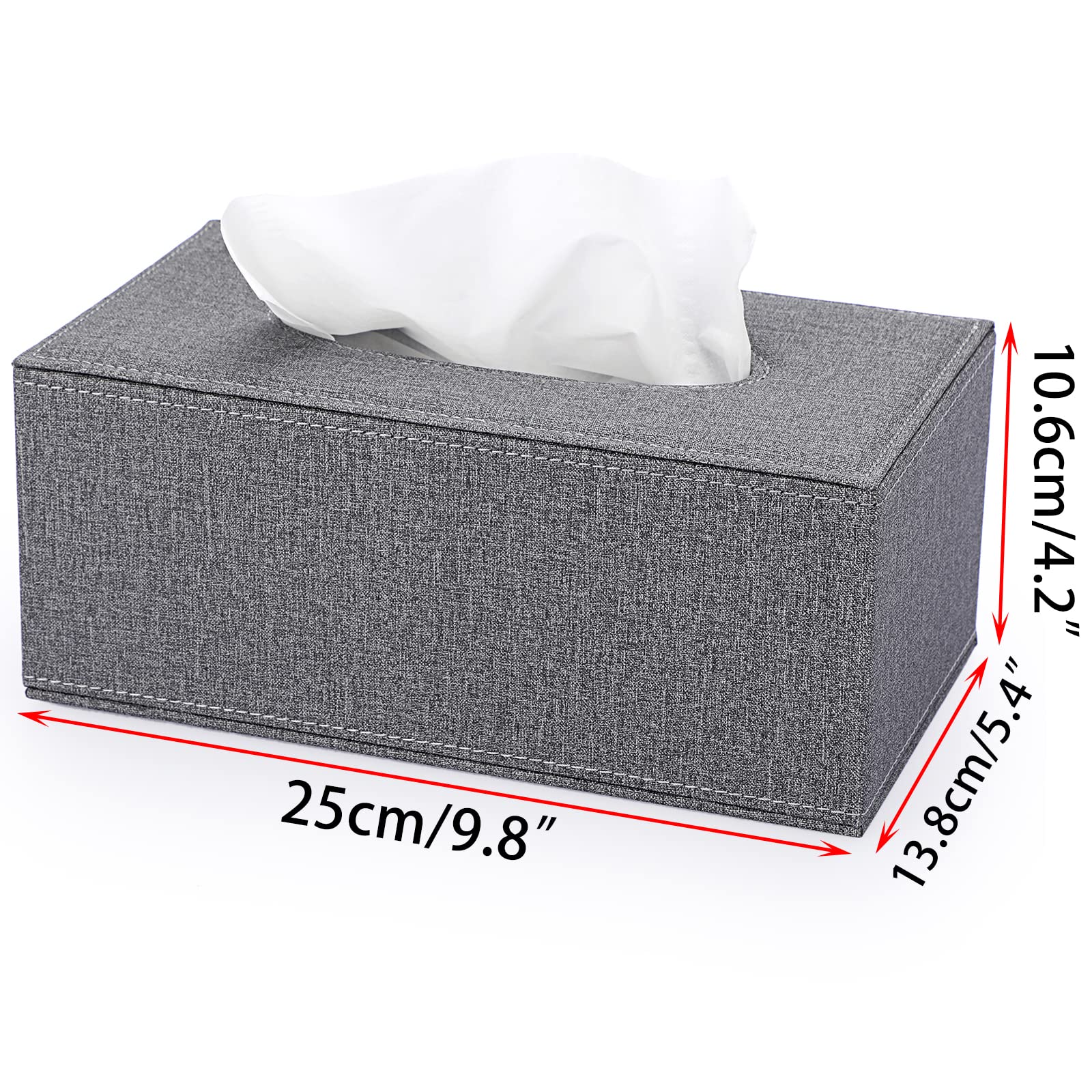 Sumnacon Rectangular Linen Tissue Box Cover - Stylish Tissue Box Holder with Magnetic Bottom  Decorative Tissue Box for Vanity Dresser Night Stand Table Countertop Home Office Car  Grey