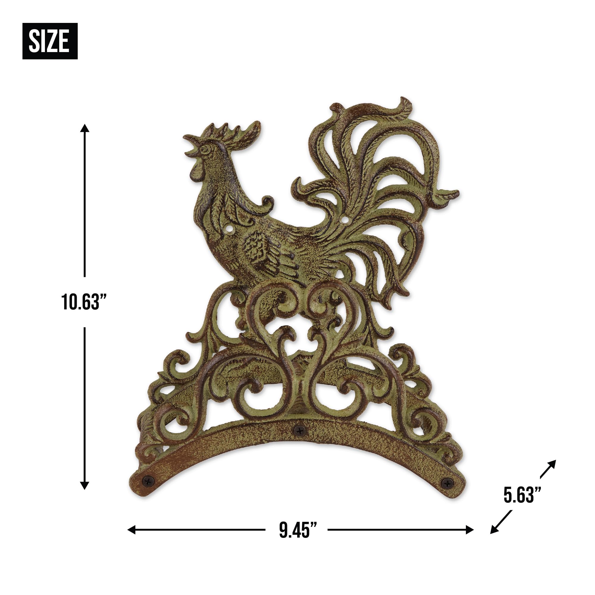 Accent Plus Rooster Cast Iron Hose Organizer 9.5X5.6X10.6