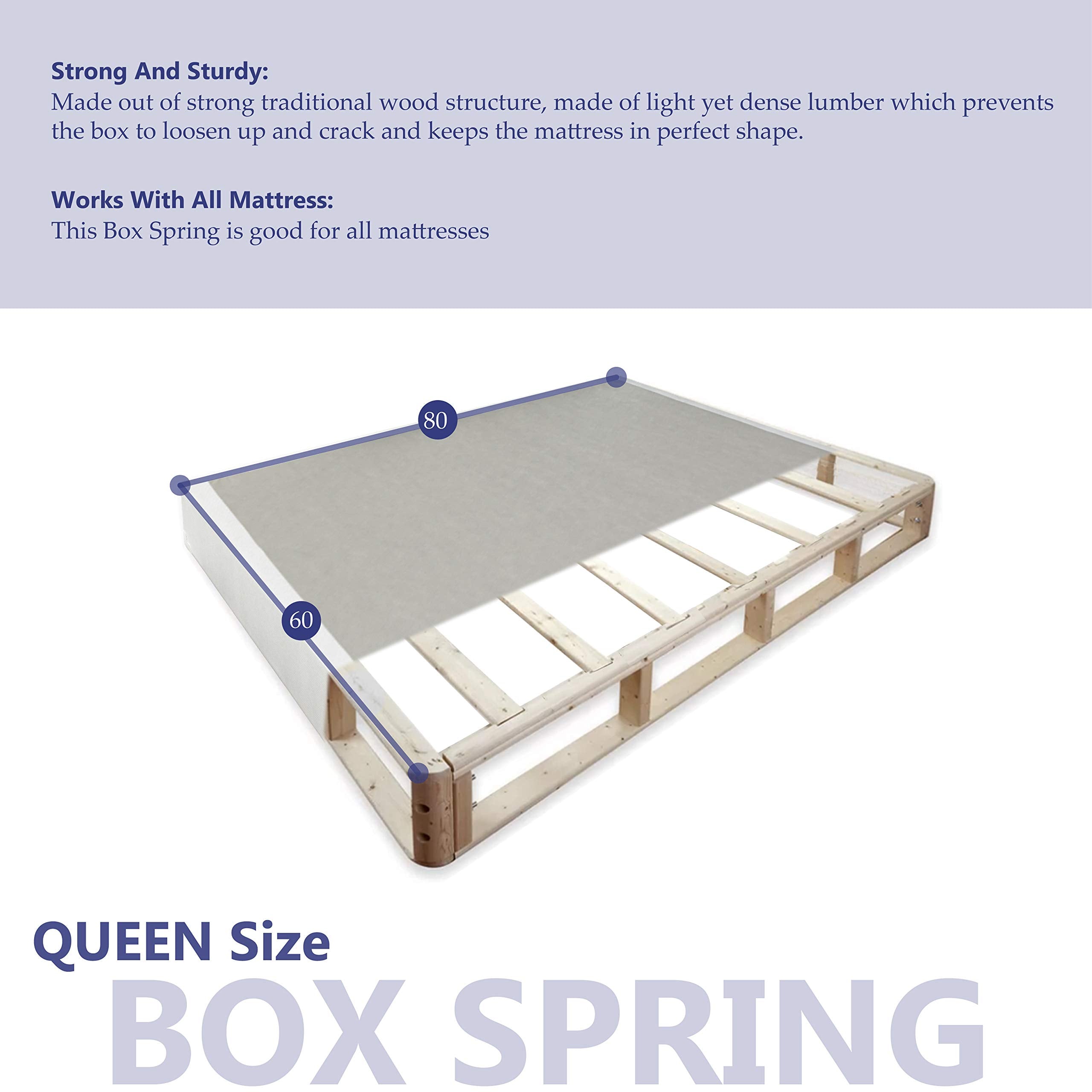 Spinal Solution 8-Inch Wood Split Traditional Box Spring/Foundation For Mattress Set, Queen, 12