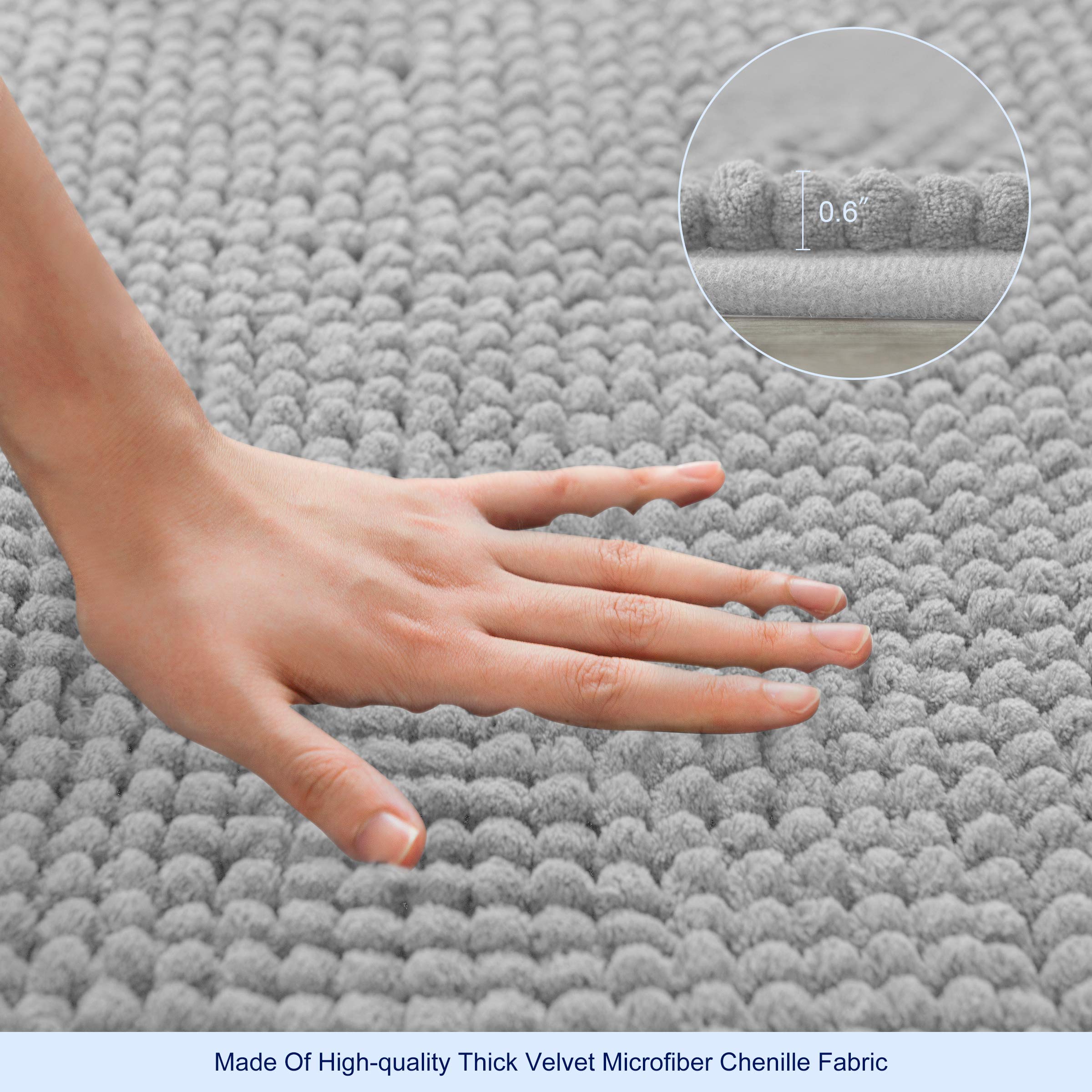 Subrtex Bathroom Rugs Chenille Bath Rug Soft Short Plush Bath Mat Soft Shower Mat Water Absorbent Shower Mat Quick Dry Machine W