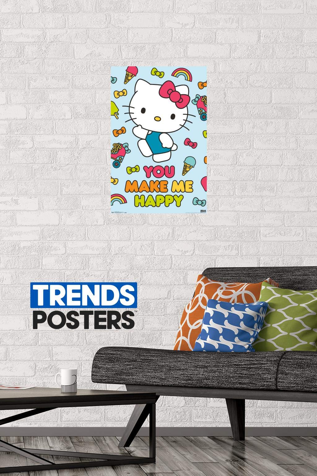 Trends International Hello Kitty - Happy Wall Poster, 14.725'' X 22.375'', Premium Unframed Version