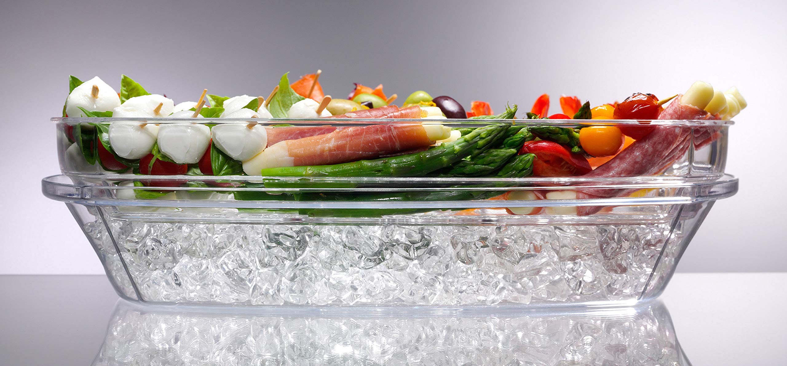Prodyne SB-5 Clear Acrylic Flip-Lid Appetizers On Ice, 15" x 11.5"