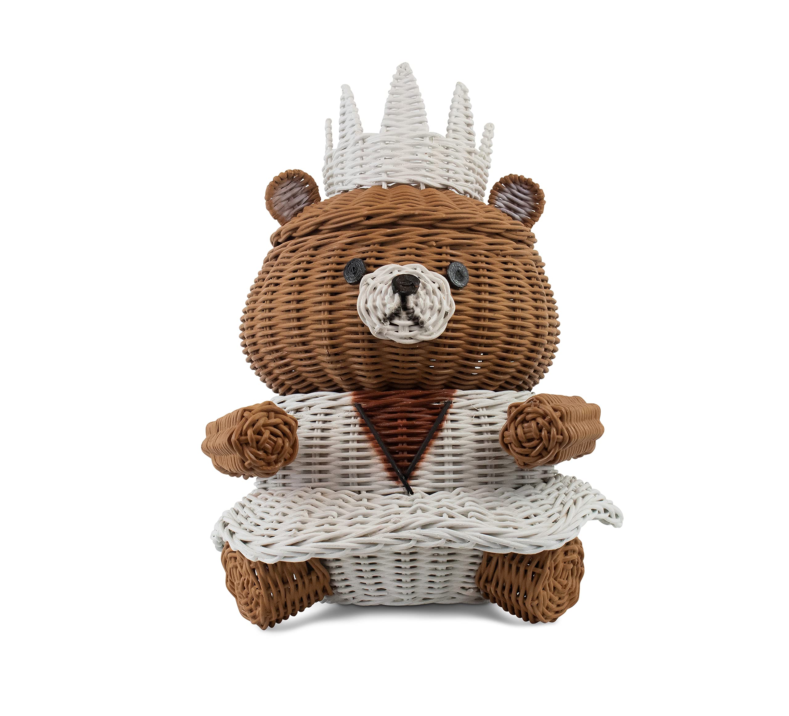 G6 Collection Bear Rattan Storage Basket With Lid Decorative Bin Home Decor Hand Woven Shelf Organizer Cute Handmade Handcrafted