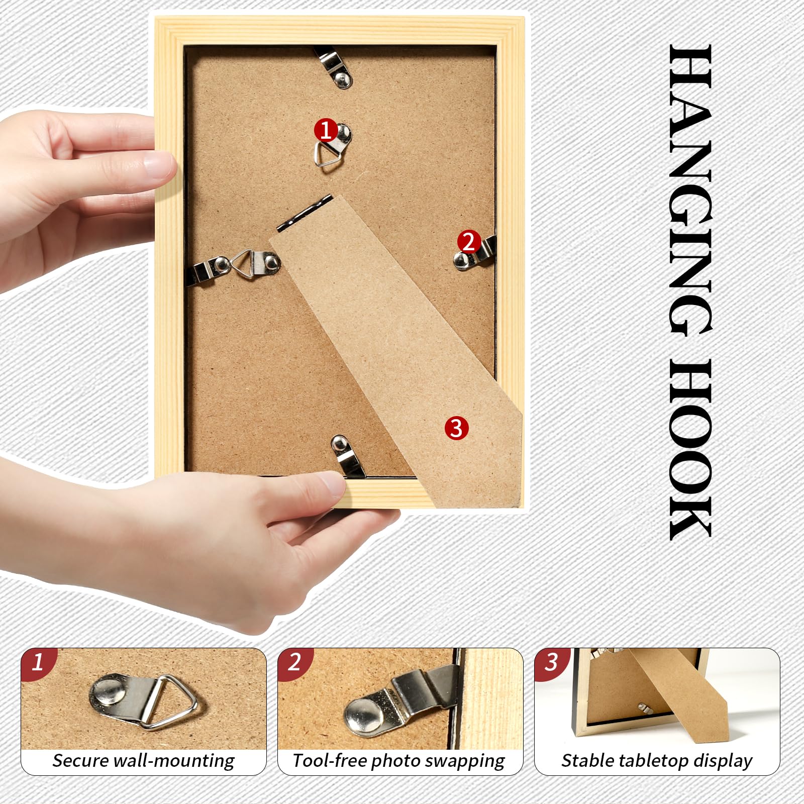 Picture Frames 5x7 2 Pack Made of Solid Wood White for Wall Mounting and Tabletop Display