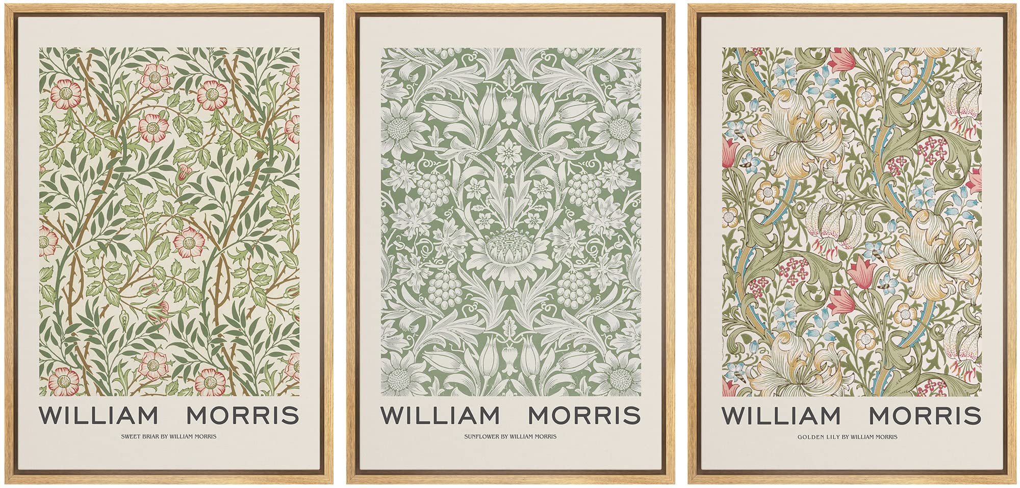 Wall26 Framed Canvas Print Wall Art Set William Morris Flower Pattern Tapestries Nature Floral Illustrations Fine Art Decorative