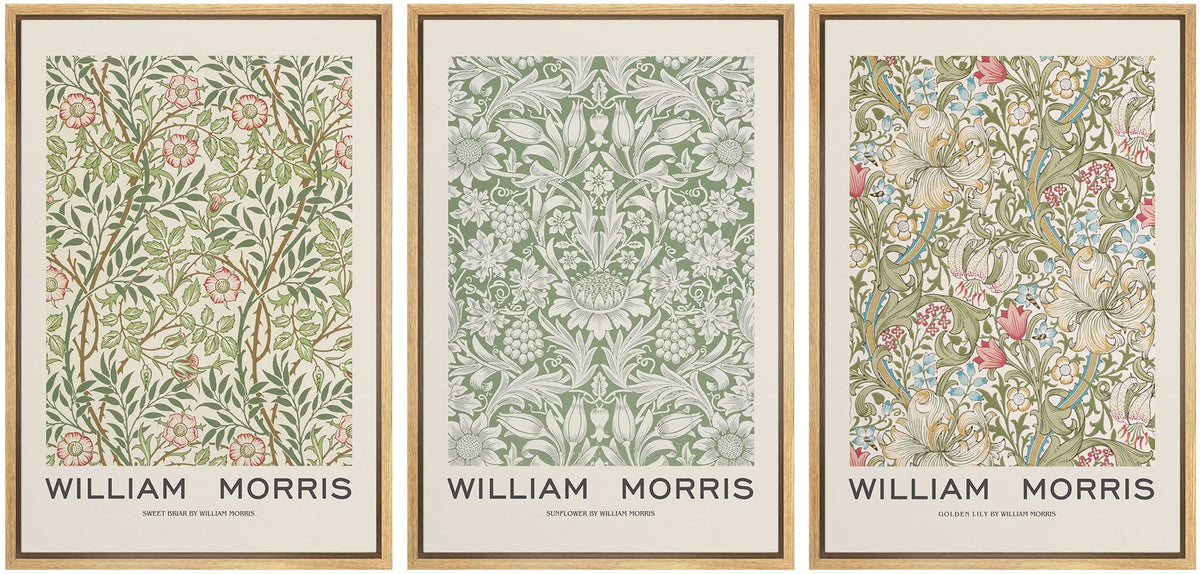 Wall26 Framed Canvas Print Wall Art Set William Morris Flower Pattern Tapestries Nature Floral Illustrations Fine Art Decorative