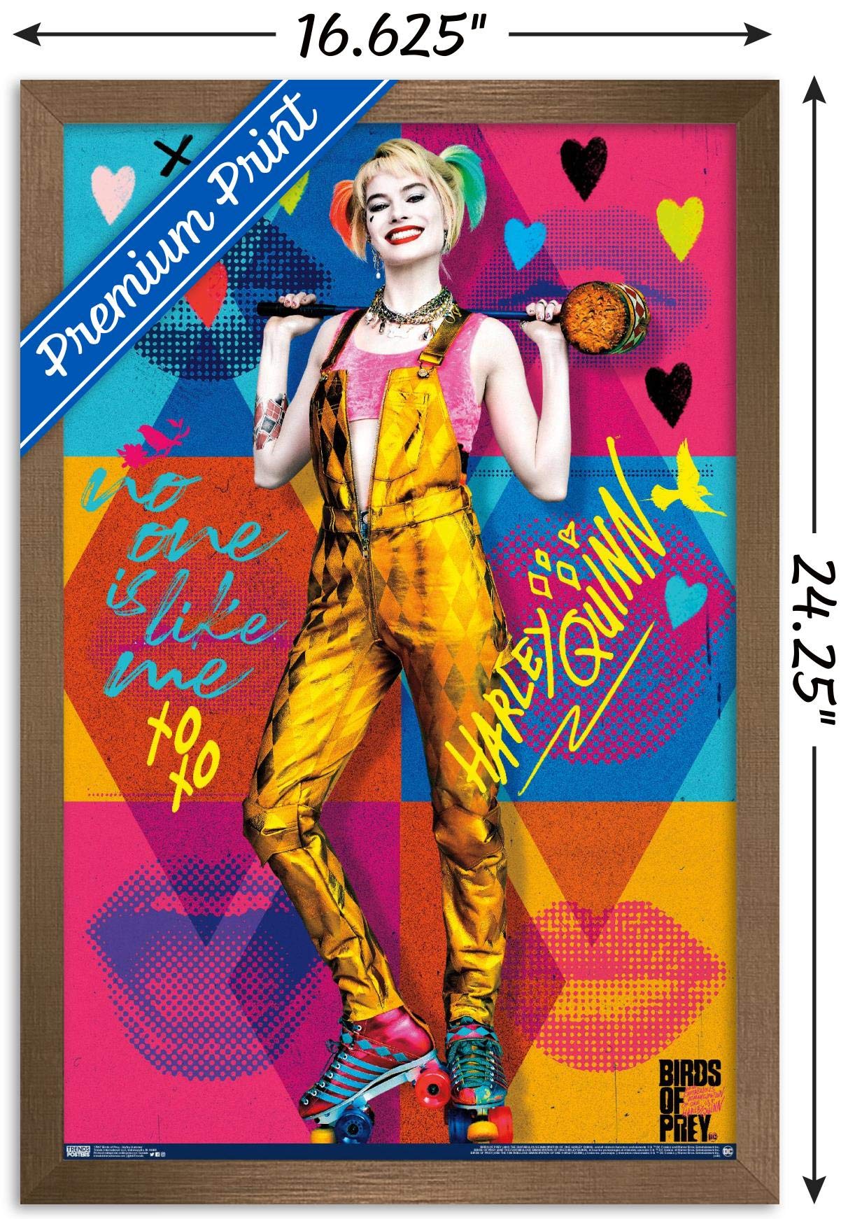 Trends International Dc Comics Movie - Birds Of Prey - Harley Quinn - Hammer Wall Poster, 14.725'' X 22.375'', Bronze Framed Ver