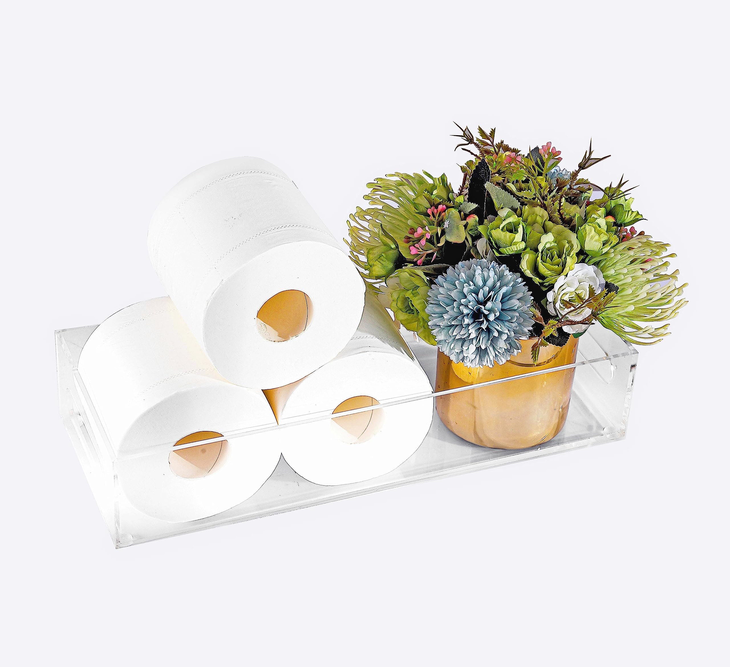 Ieek Toilet Paper Basket,Acrylic Toilet Paper Holder With Storage Modern Bathroom Tray With Handle And Non-Slip Mats For Toilet