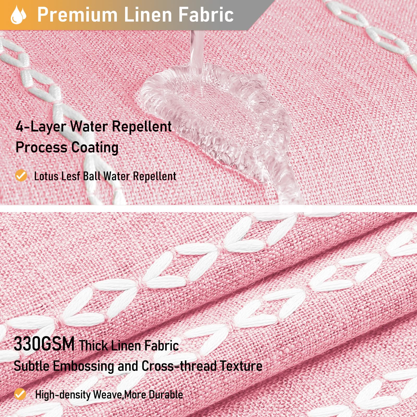 Bttn Pink Boho Shower Curtain, Linen Rustic Striped Fabric Shower Curtain Set With Tassel, Water Repellent, Bohemian Modern Farm