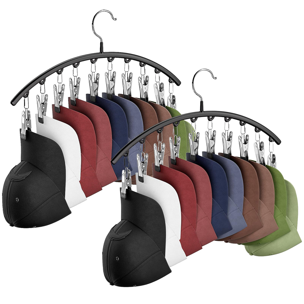 Cuipingoo Hat Hangers For Closet, Metal 2 Pack Hat Organizer Holder For Hanger & Room Closet Display, Hat Racks For Baseball Cap