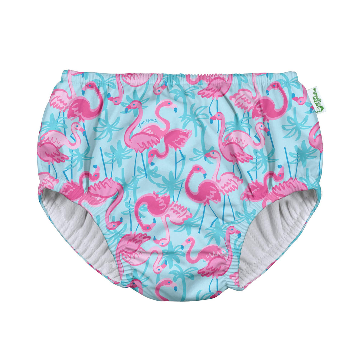 I Play Baby Girls Pull-Up Reusable And Toddler Swim Diaper, Aqua Palm Flamingos, 18-24 Month Us