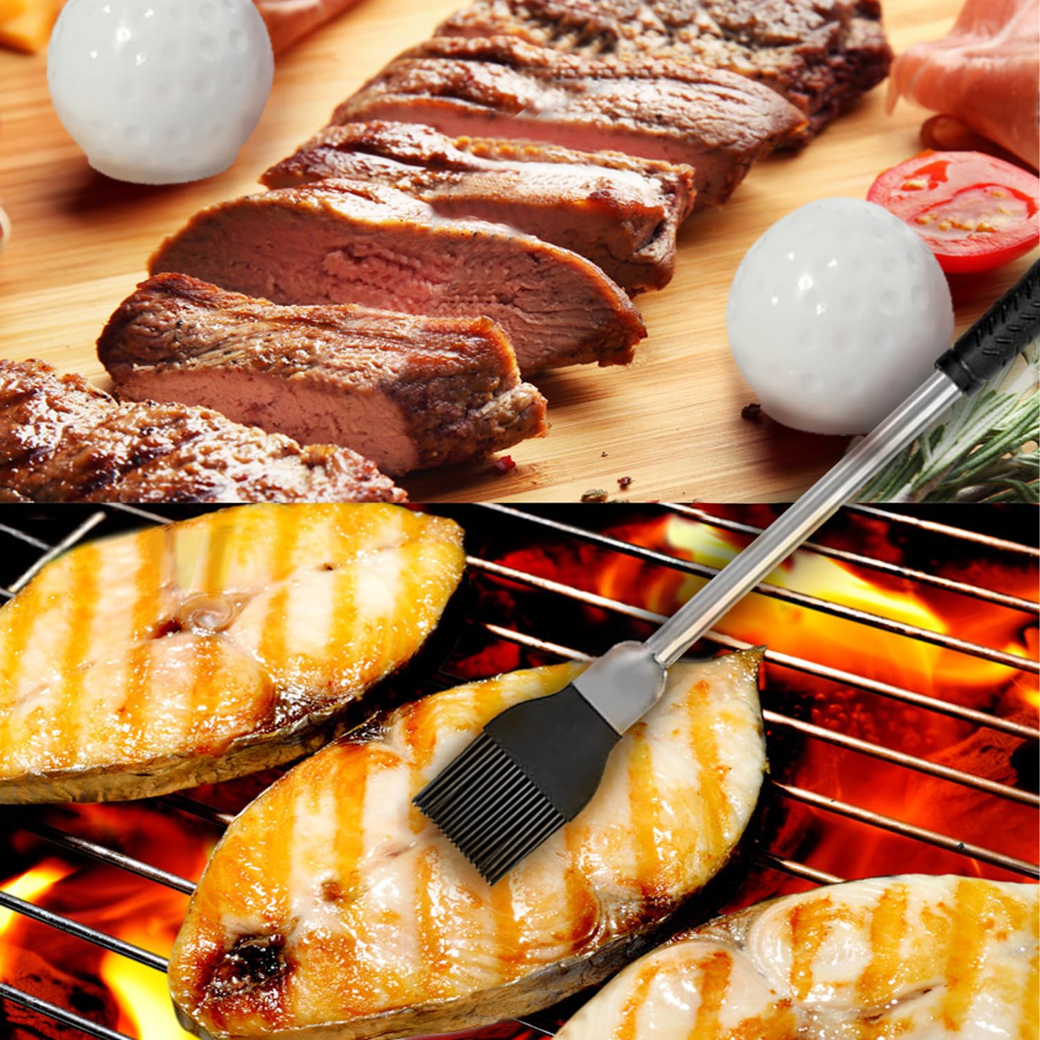 Jishi Golf Grilling Set - 8pcs BBQ Grill Accessories, Stainless Steel, Green, Perfect Outdoor Gifts for Golfers, Dads, and Grandpas