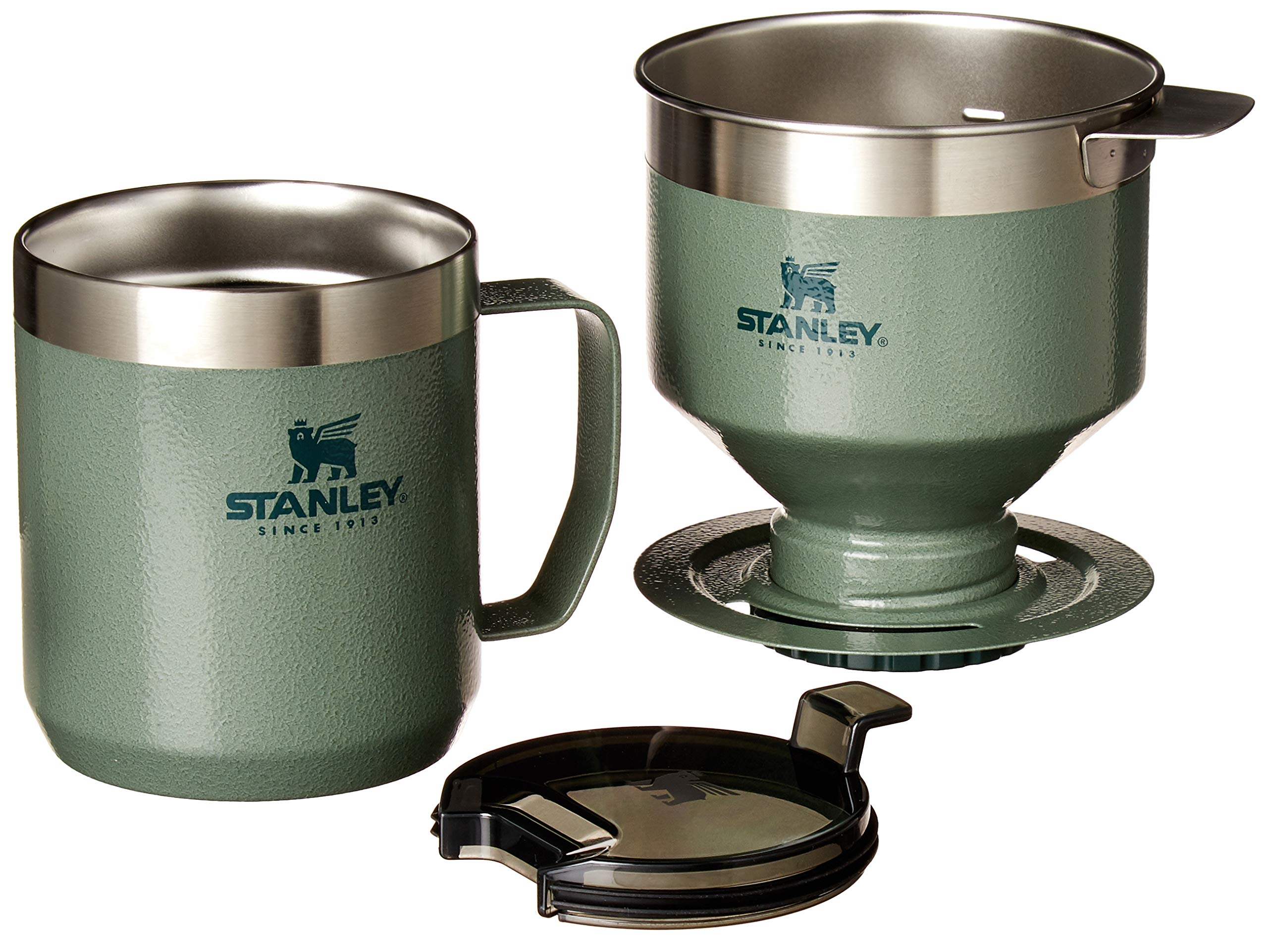 STANLEY Pour Over Set - 12 oz Insulated Stainless Steel Camp Mug, BPA-Free, Hammertone Green, Model 10-09566