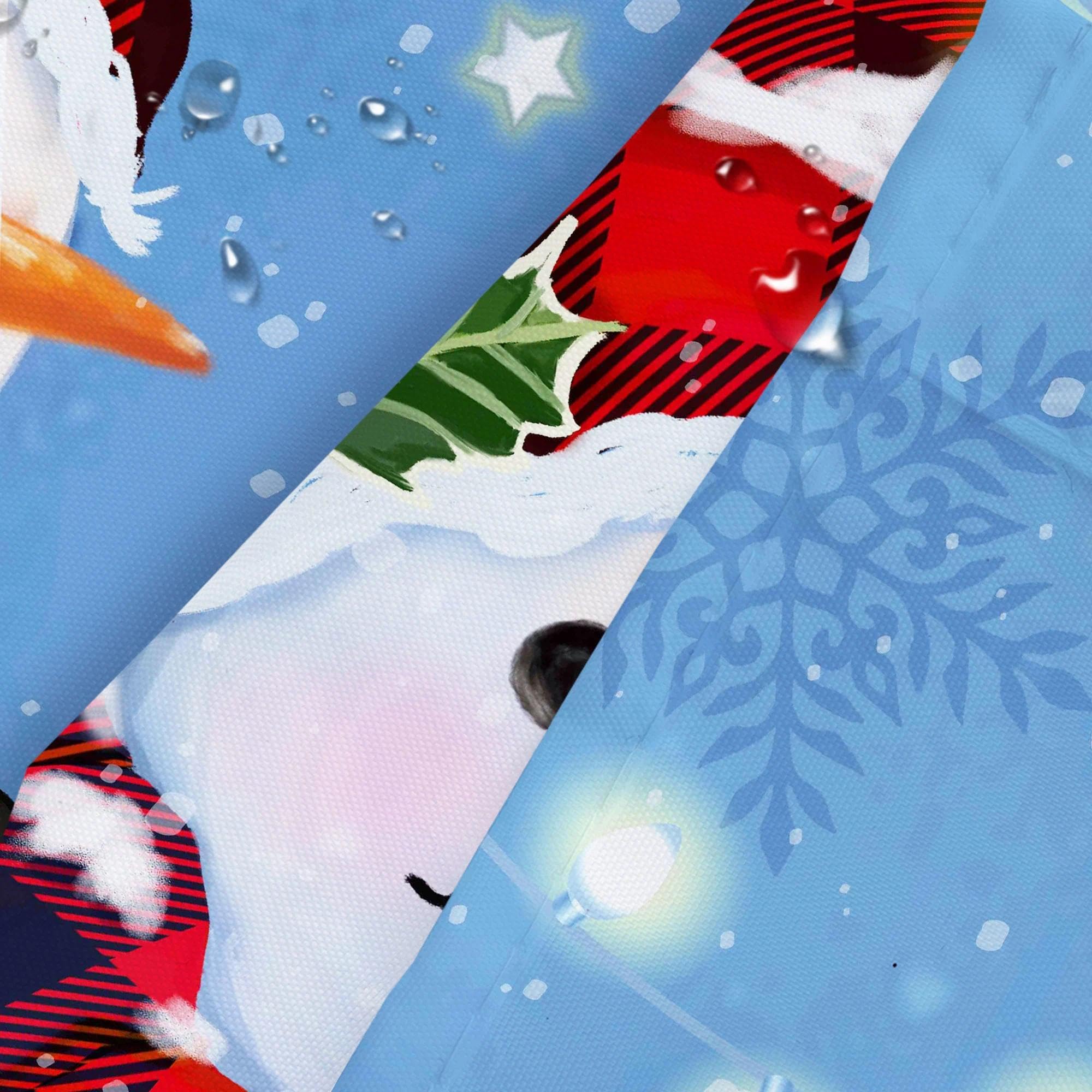 Bonsai Tree Christmas Shower Curtain, Snowman Shower Curtain for Bathroom Decor, Christmas Winter Snowman Curtains with Hooks 72
