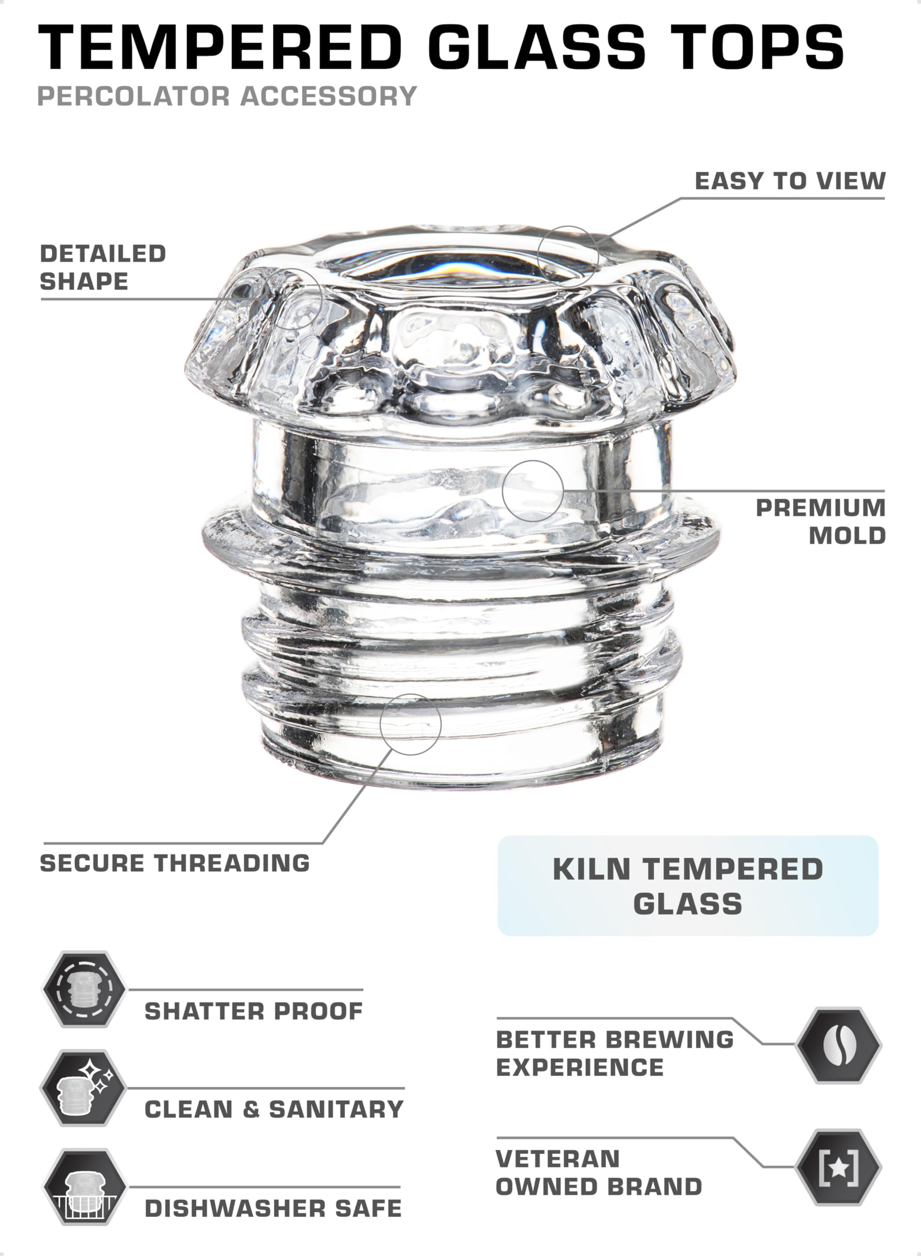 Coletti Coffee Percolator Glass Top Replacement - (Pack Of 2)