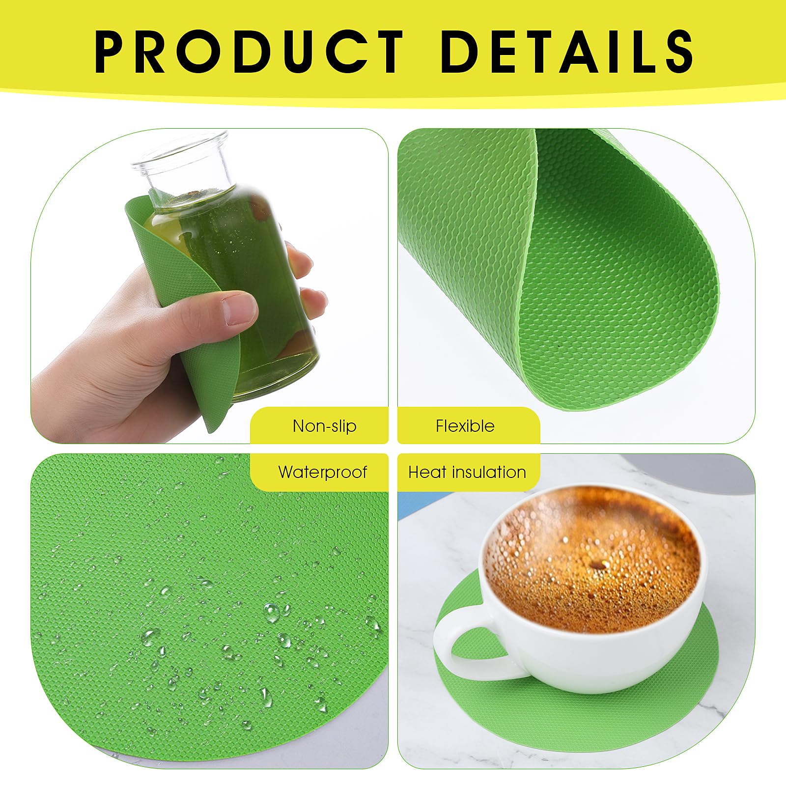 4Pcs Jar Opener Gripper Pads, Reusable Bottle Opener Rubber Jar Gripper For Arthritic Weak Hands Multi-Function Lid Opener Fit F