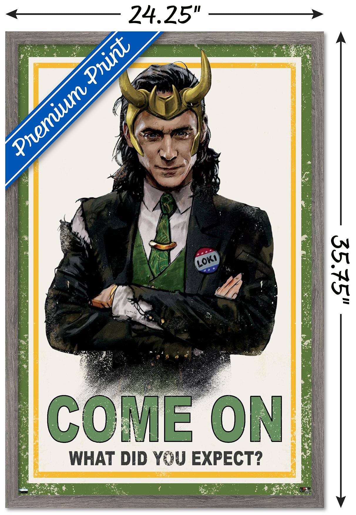 Trends International Marvel Loki-What Did You Expect Wall Poster, 22.375'' X 34'', Barnwood Framed Version