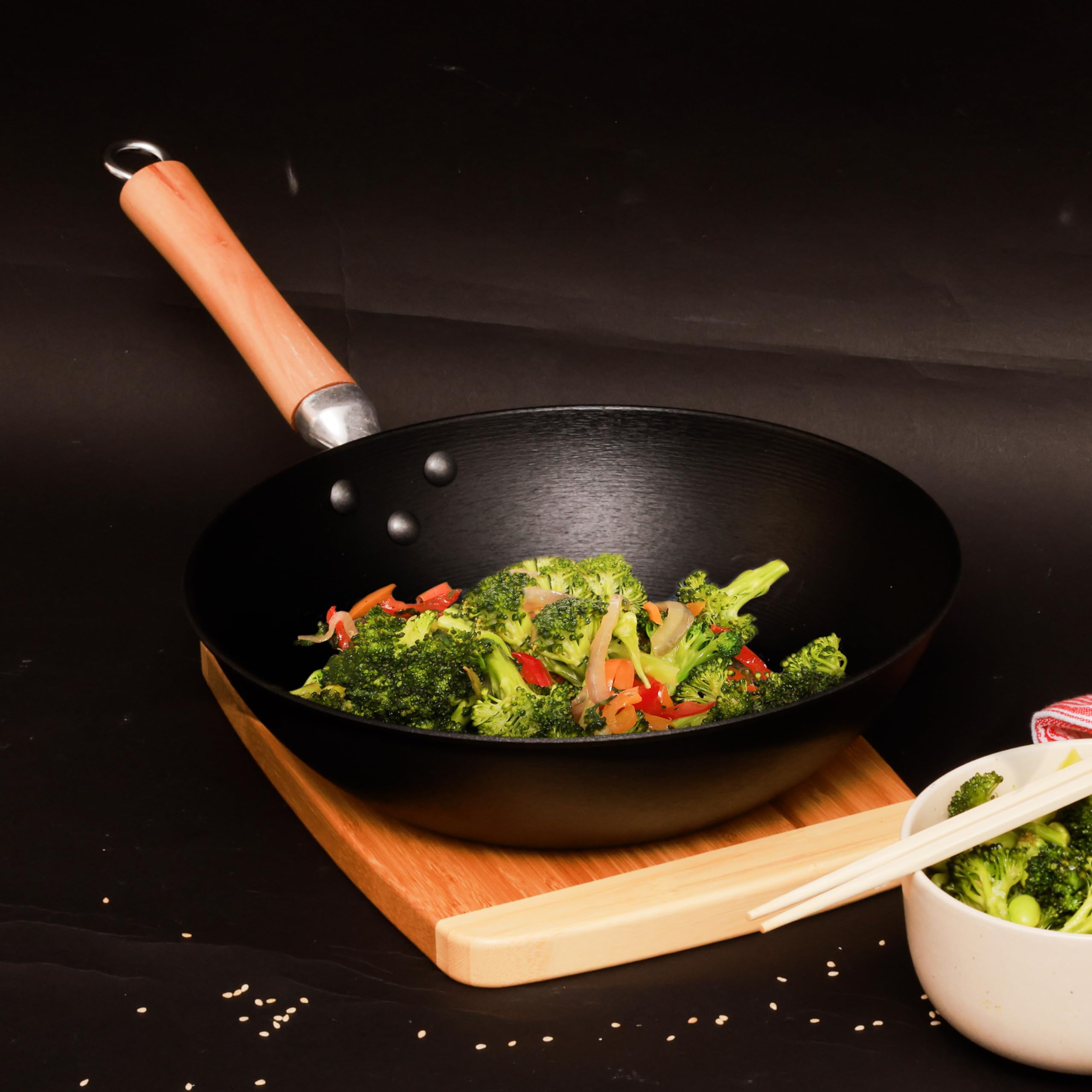 JOYCE CHEN Lightweight Cast Iron Stir Fry Pan, 11.5-Inch, Black, Model J23-0003