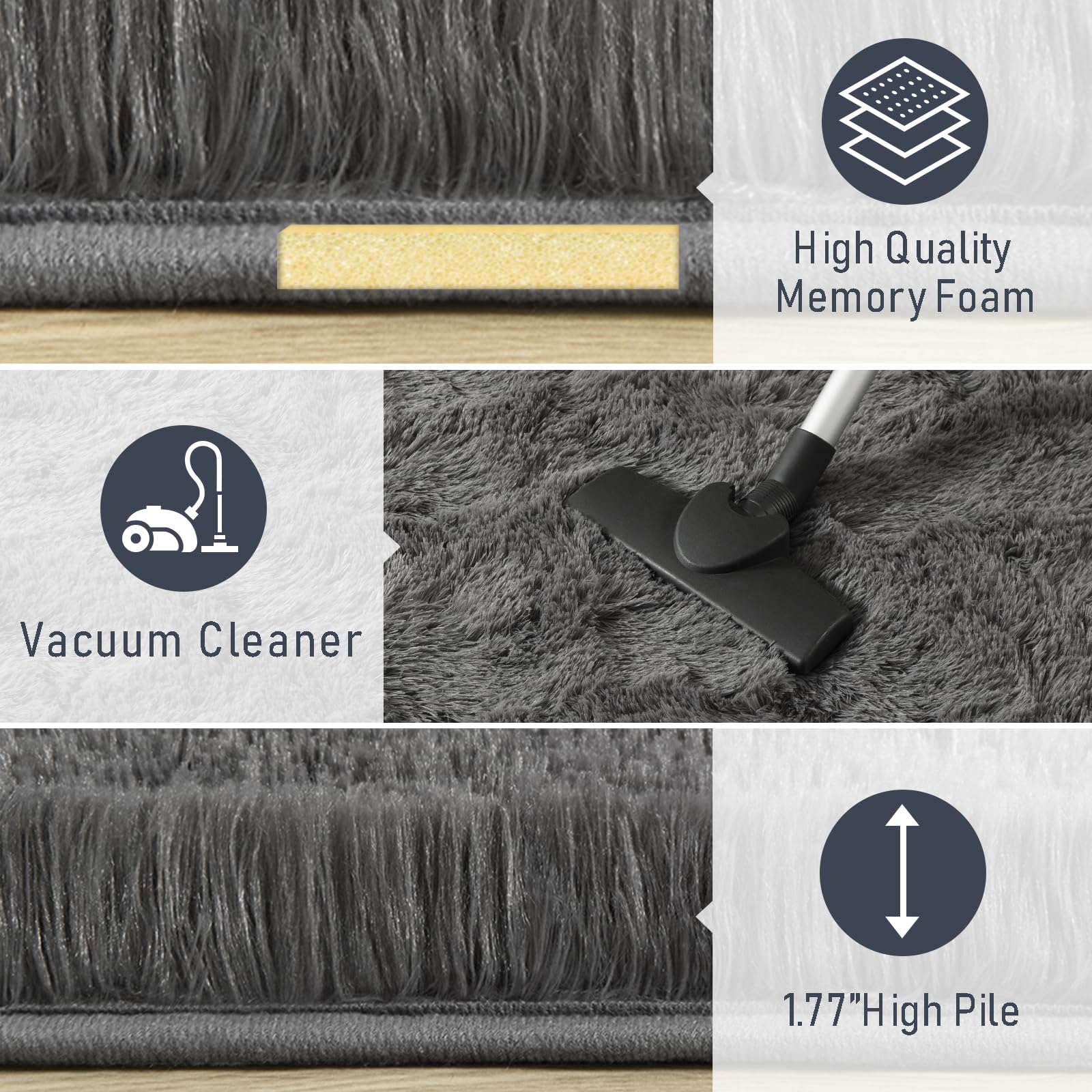 LOCHAS Ultra Soft Indoor Modern Area Rugs 5x8 Fluffy Living Room Carpets for Children Bedroom Home Decor Nursery Rug, Gray
