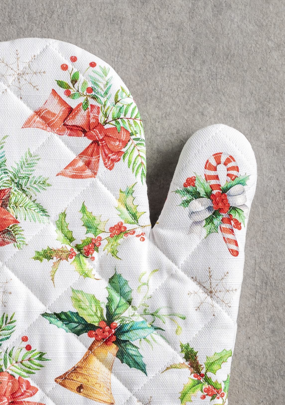 Maison d' Hermine Oven Mitt & Pot Holder 100% Cotton Heat Resistant Kitchen Oven Mitt (7.5''x13'') & Pot Holder (8''x8'') for Chef  Restaurants  Wedding  Chromo - Thanksgiving/Christmas