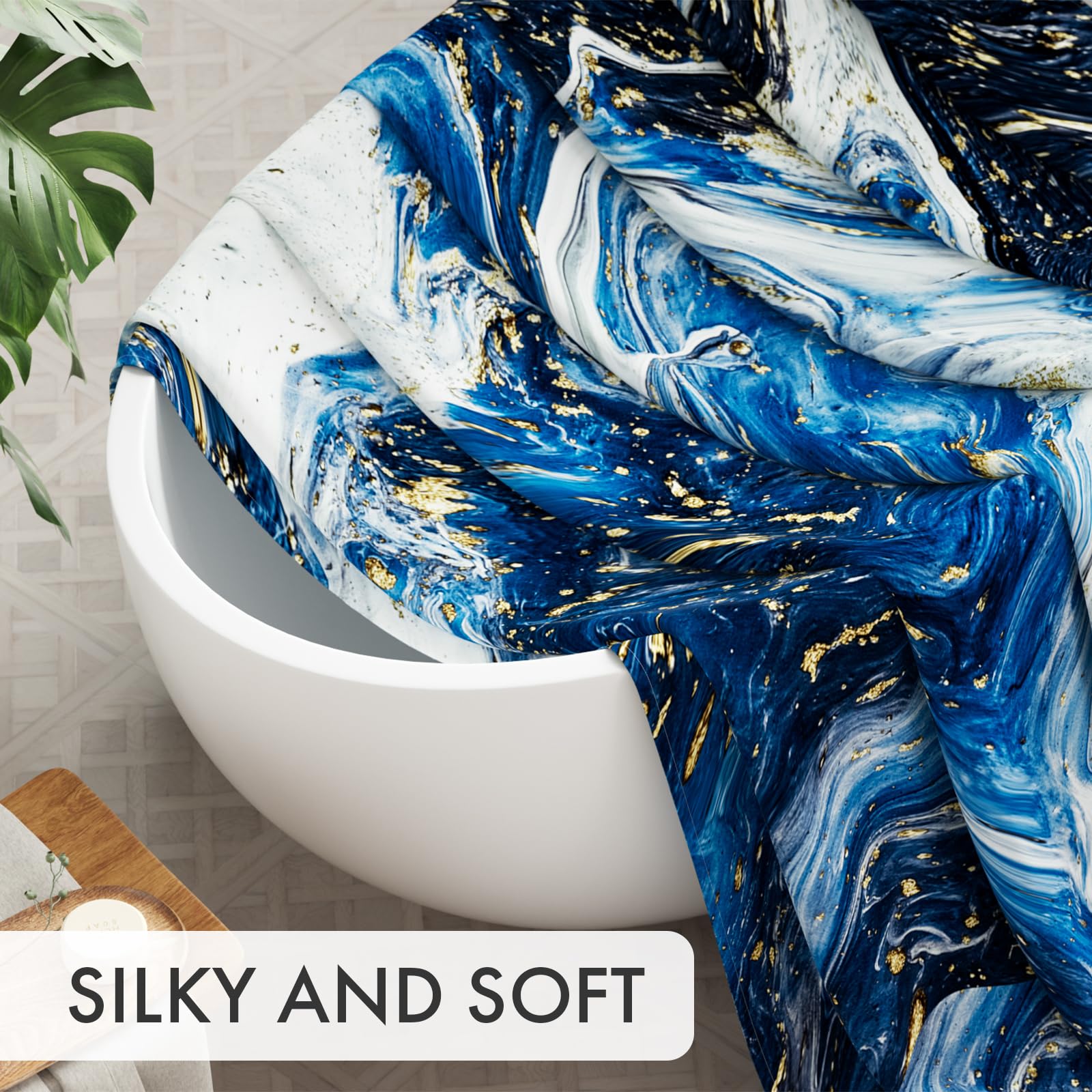 AmazerBath Shower Curtain Blue  Marble Fall Fabric Shower Curtain Sets with 12 Shower Curtain Hooks  Luxury Quality Home Hotel Washable Farmhouse Cloth Shower Curtains for Bathroom Decor  72x72 Inches