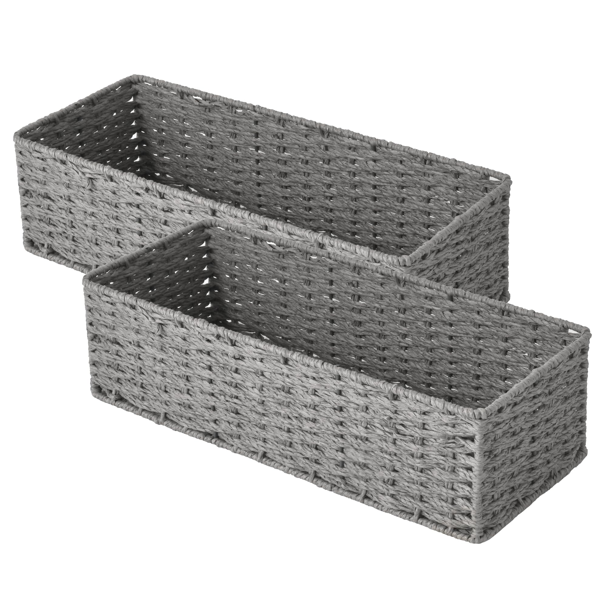 StorageWorks Toilet Basket Tank Topper  Toilet Paper Basket for Bathroom  Round Paper Rope Storage Basket for Toilet Tank Top  Bathroom Wicker Basket  Gray  2 Pack