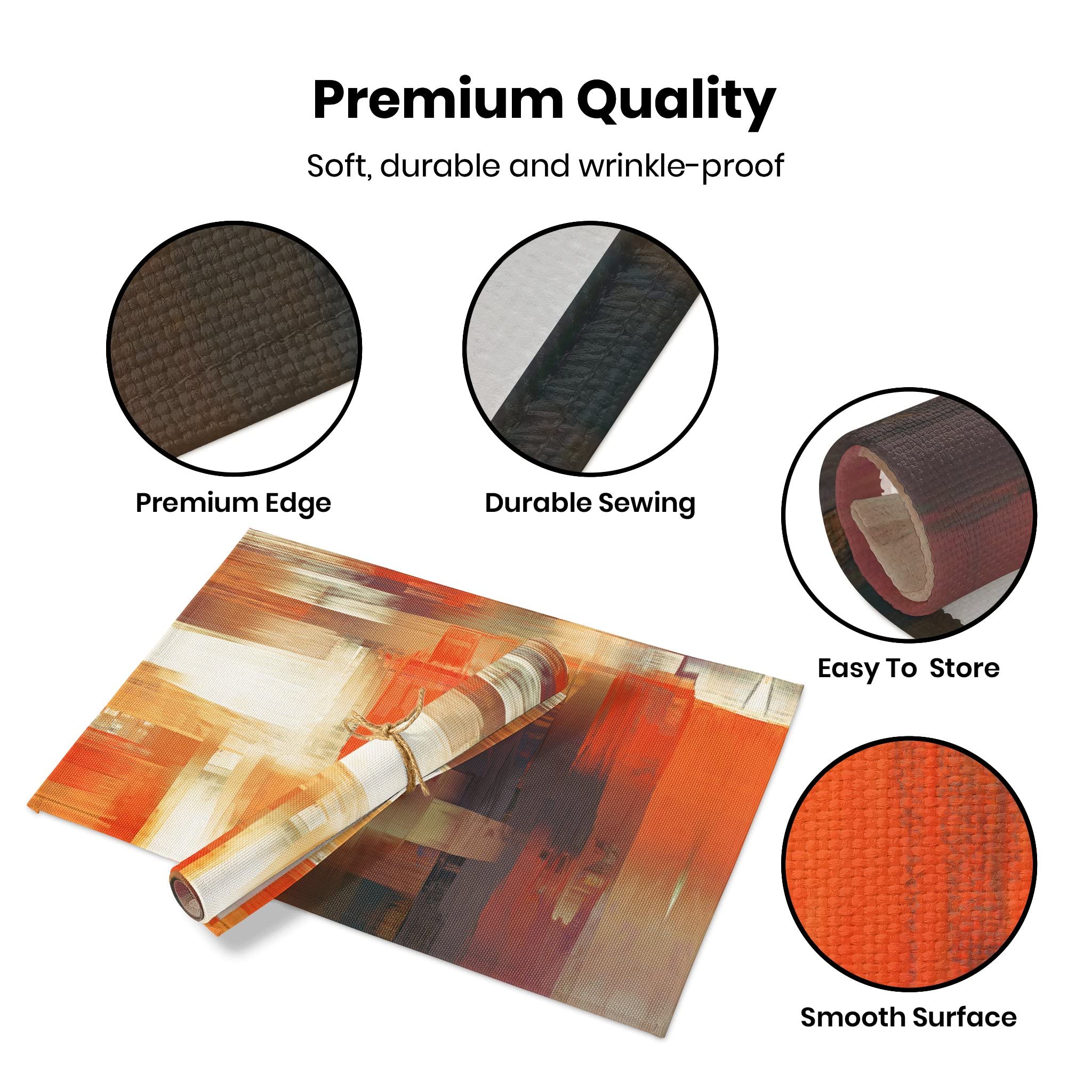 Modern Art Placemats Set Of 4 Orange Abstract Painting Place Mats Washable Linen Placemat For Kitchen Dining Table Home Party De
