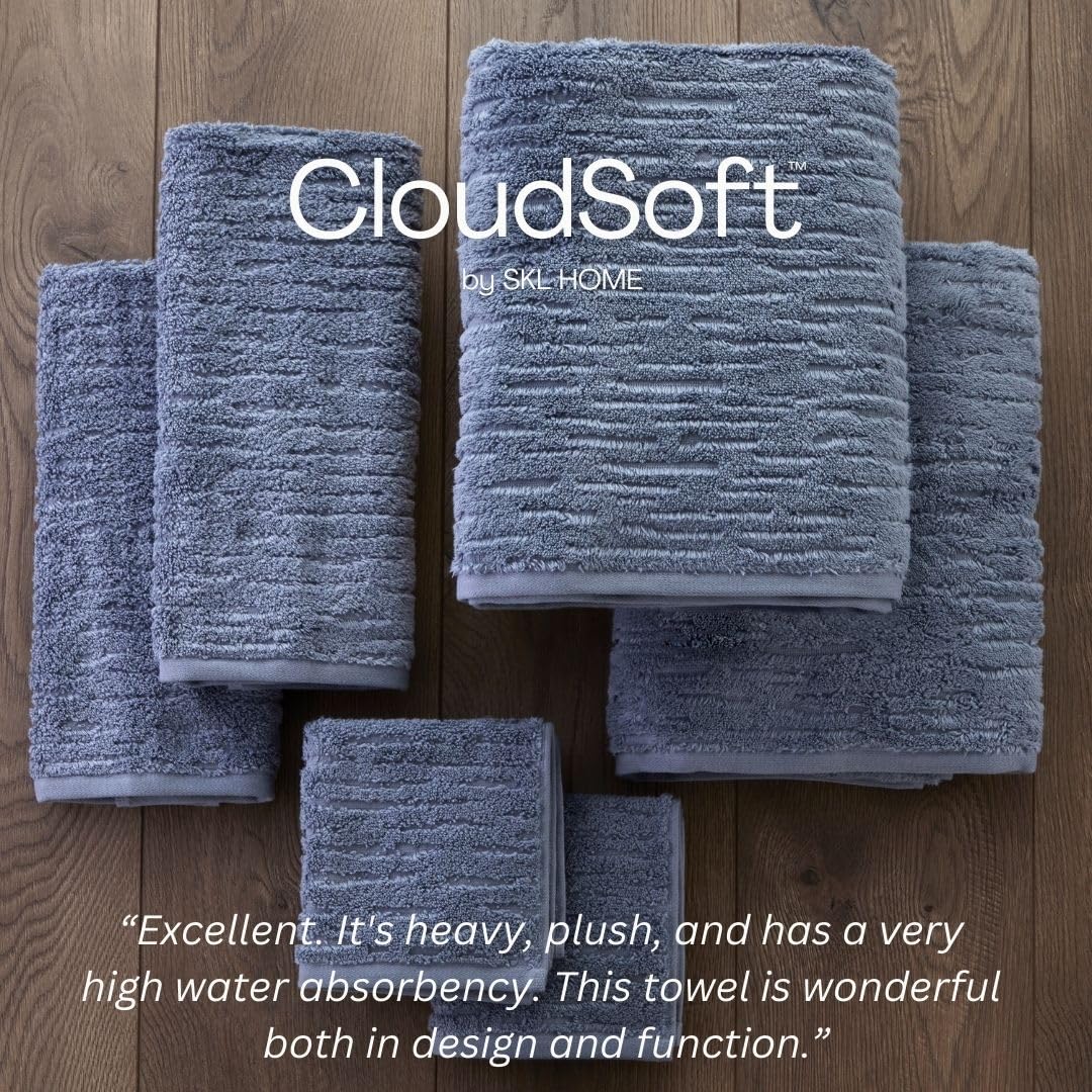 Skl Home Cloudsoft Cotton Luxury 6-Piece Towel Set, Smoke Blue
