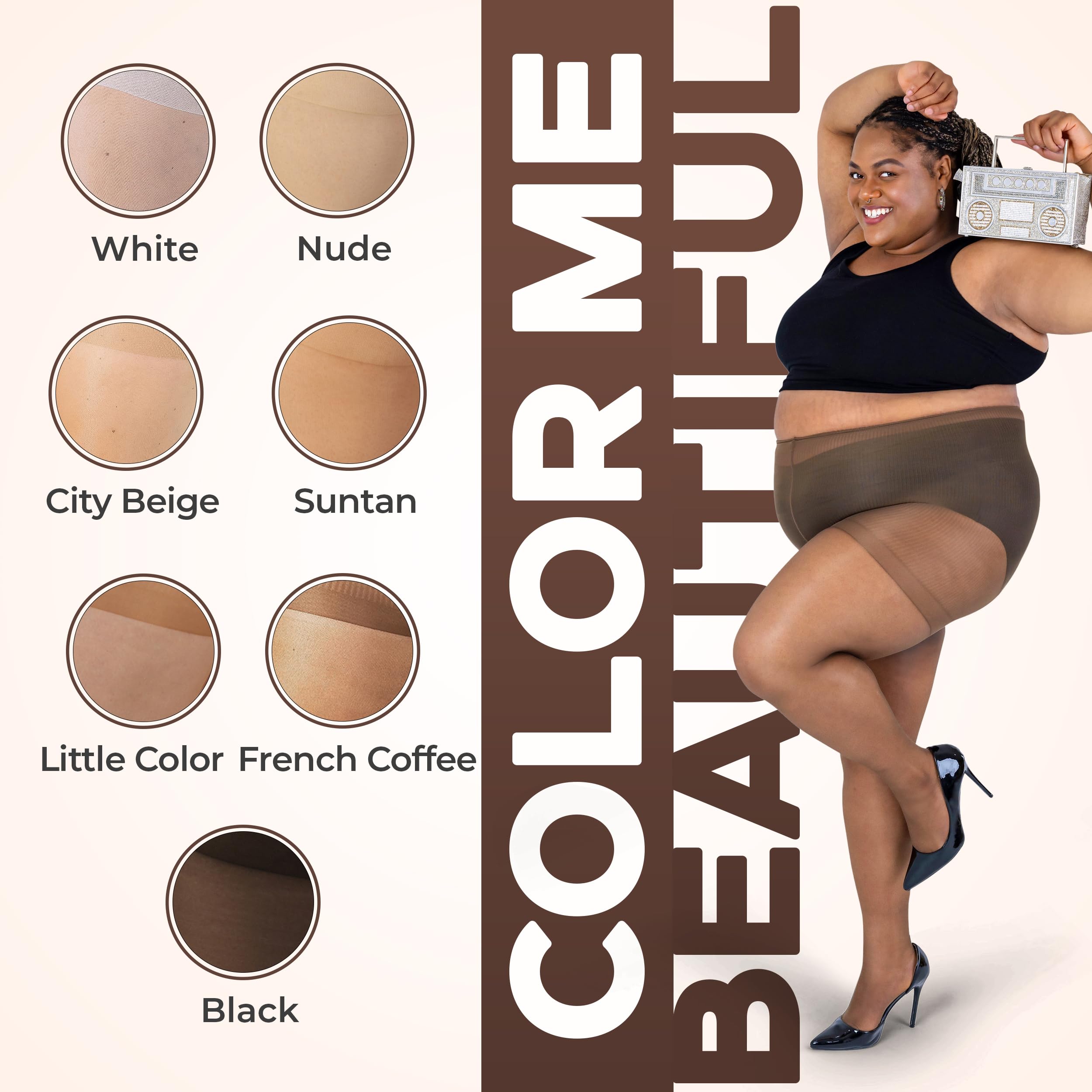 Plus Size Pantyhose For Women Soft Sheer Queen Tights No Rip Or Run 2 Pairs (8X, Suntan)