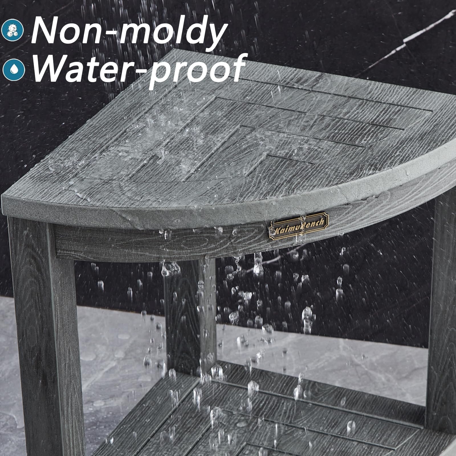 Waterproof Shower Bench For Inside Shower, Gray Hdps Corner Shower Stool For Shaving Legs, Poly Lumber Shower Foot Seat, Plastic