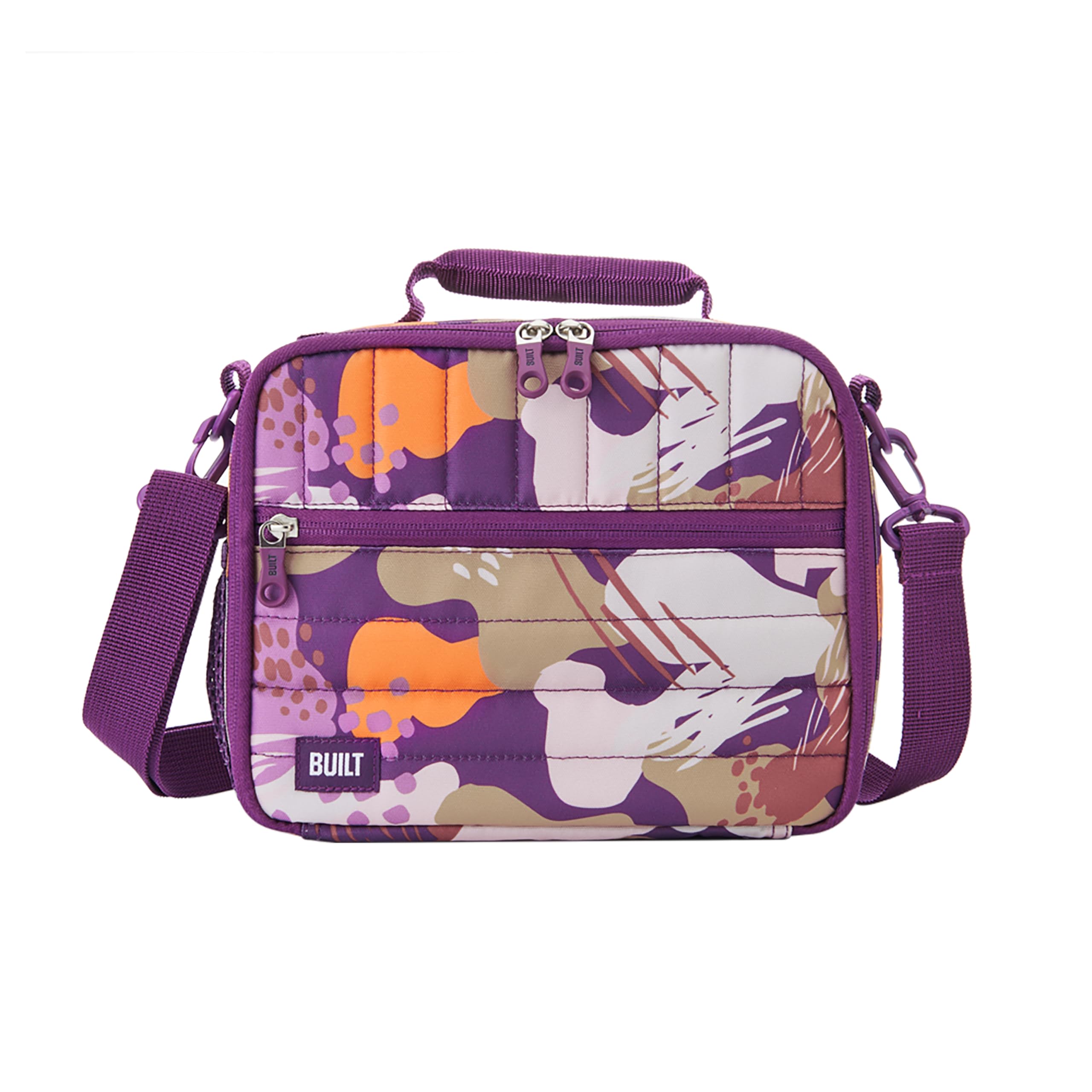 Built Puffer Water-Resistant Polyester Lunch Box, Lightweight Insulated And Reusable With Detachable Adjustable Strap, Abstract