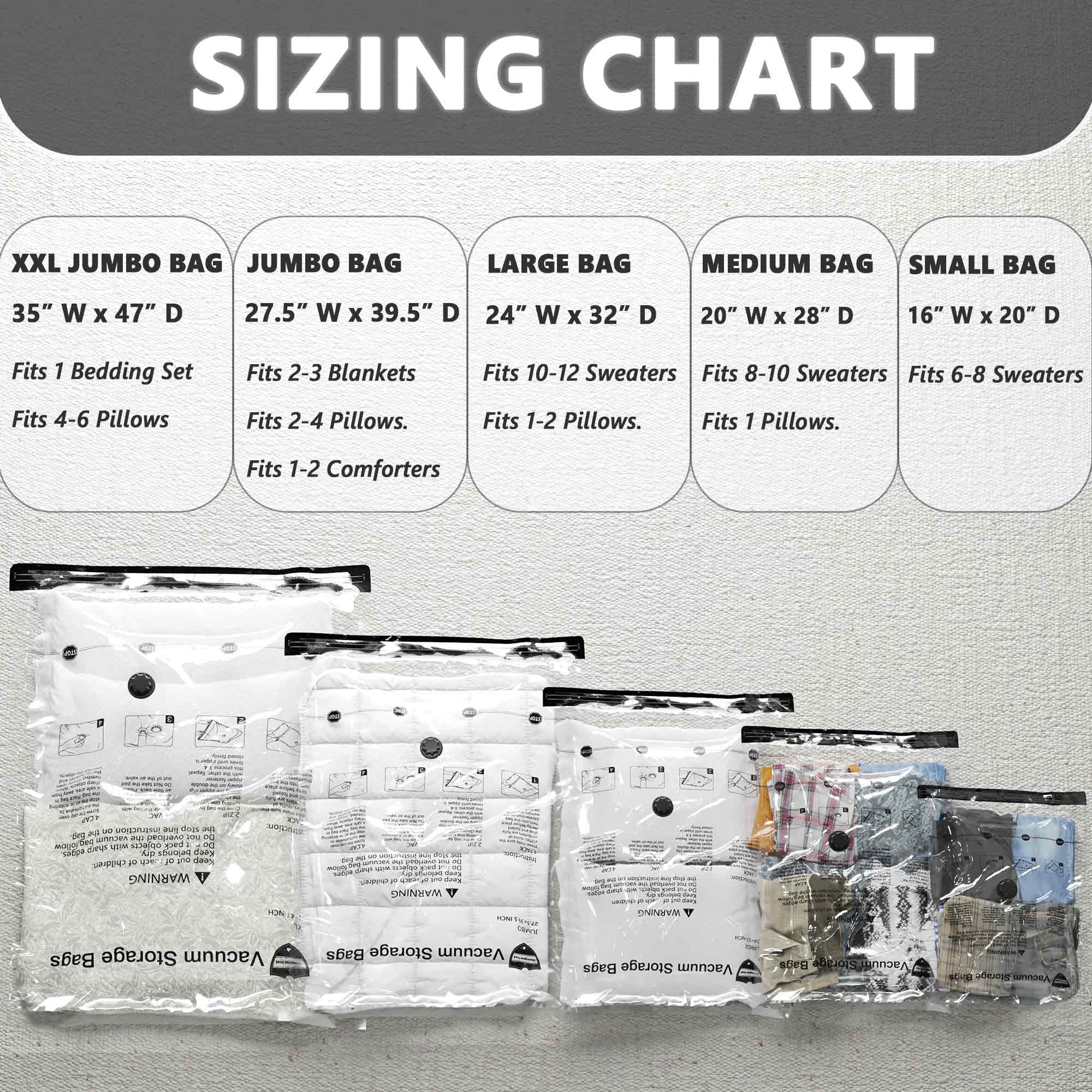 SUOCO Vacuum Storage Bags (8 Combo)  (2 Jumbo  2 Large  2 Medium  2 Small) Space Saver Bags for Clothes  Bedding  Pillows  Comforters  Blankets Storage  Vacuum Sealer Compression Airtight Bags with Travel Hand Pump