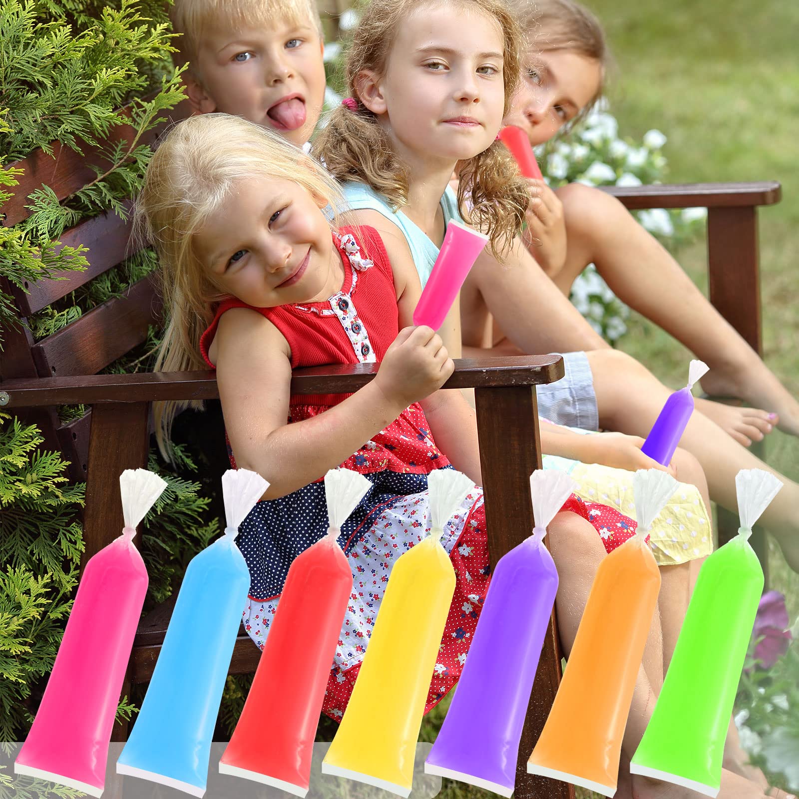 600 Pcs Disposable Ice Lolly Bags Ice Lolly Mold Bags Plastic Ice Cream Bags With Silicone Foldable Funnel For Making Ice Candy,