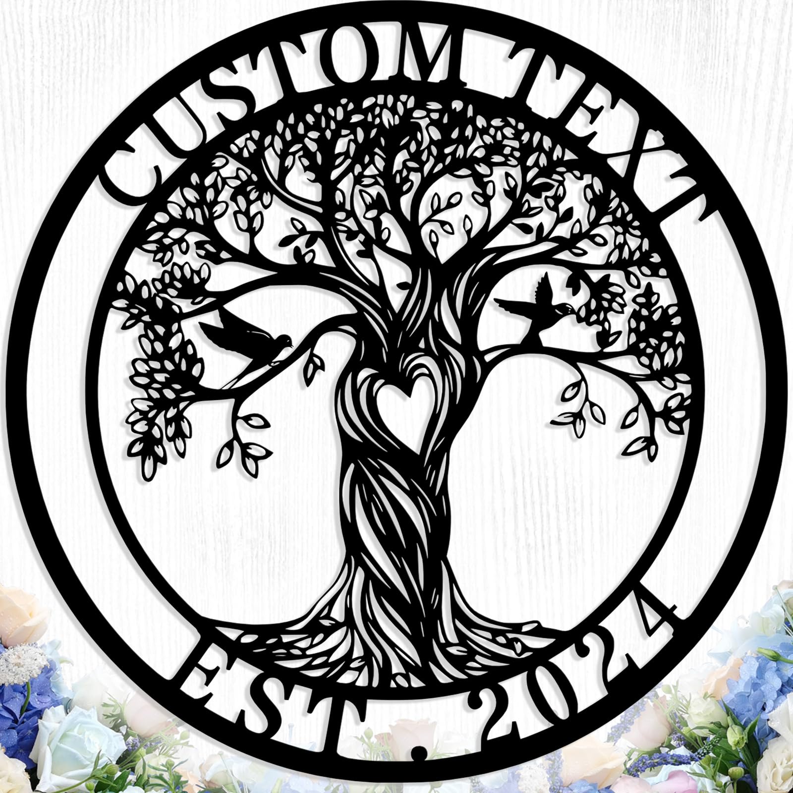 Personalized Tree of Life Metal Sign Wall Art Decor, Custom Wedding Gifts for Couples, Custom Family Name Sign, Christmas Valent