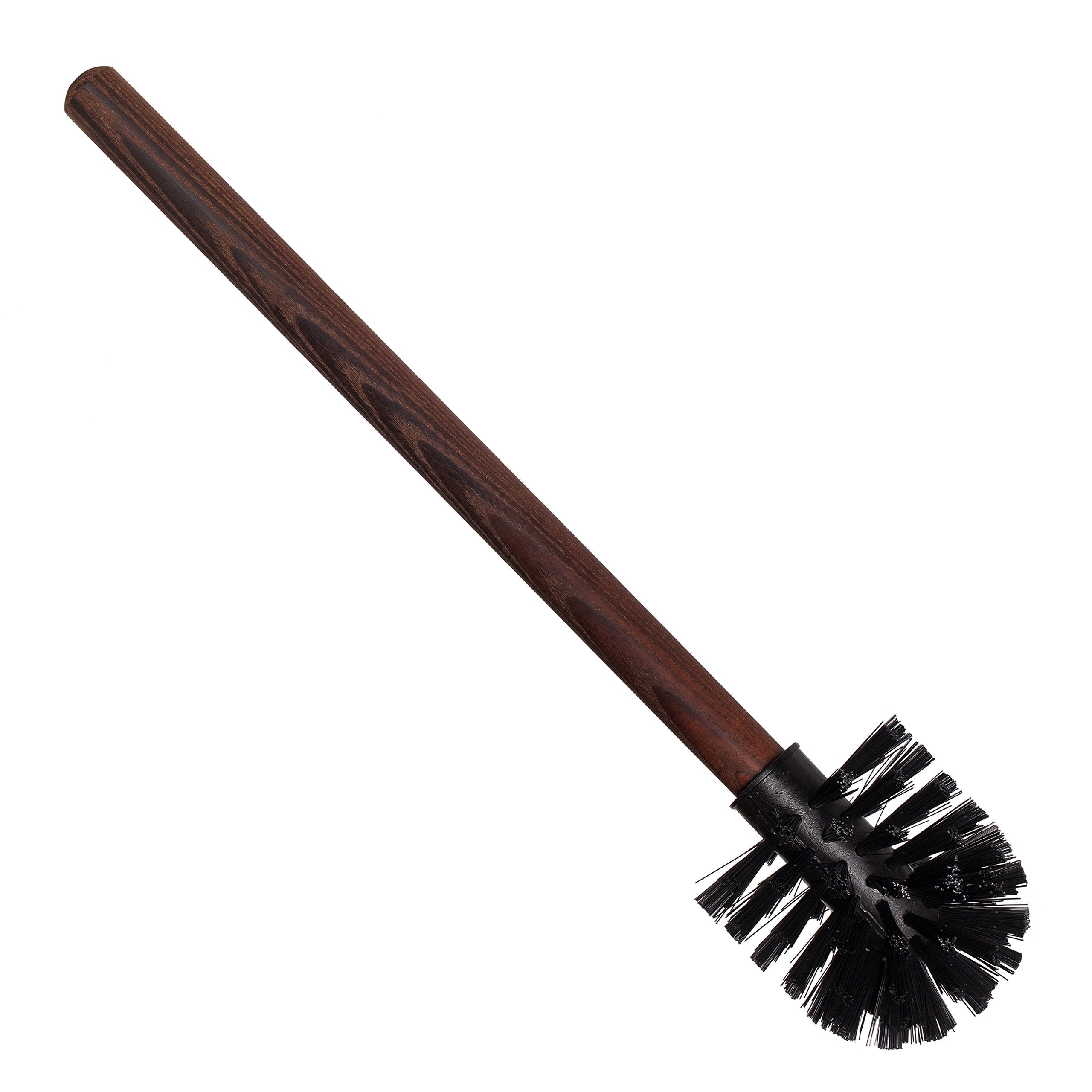 Redecker Nylon Toilet Brush With Dark Coated Metal Holder, Oiled Thermowood Handle, Replaceable Head, Vintage Design, Made In Ge