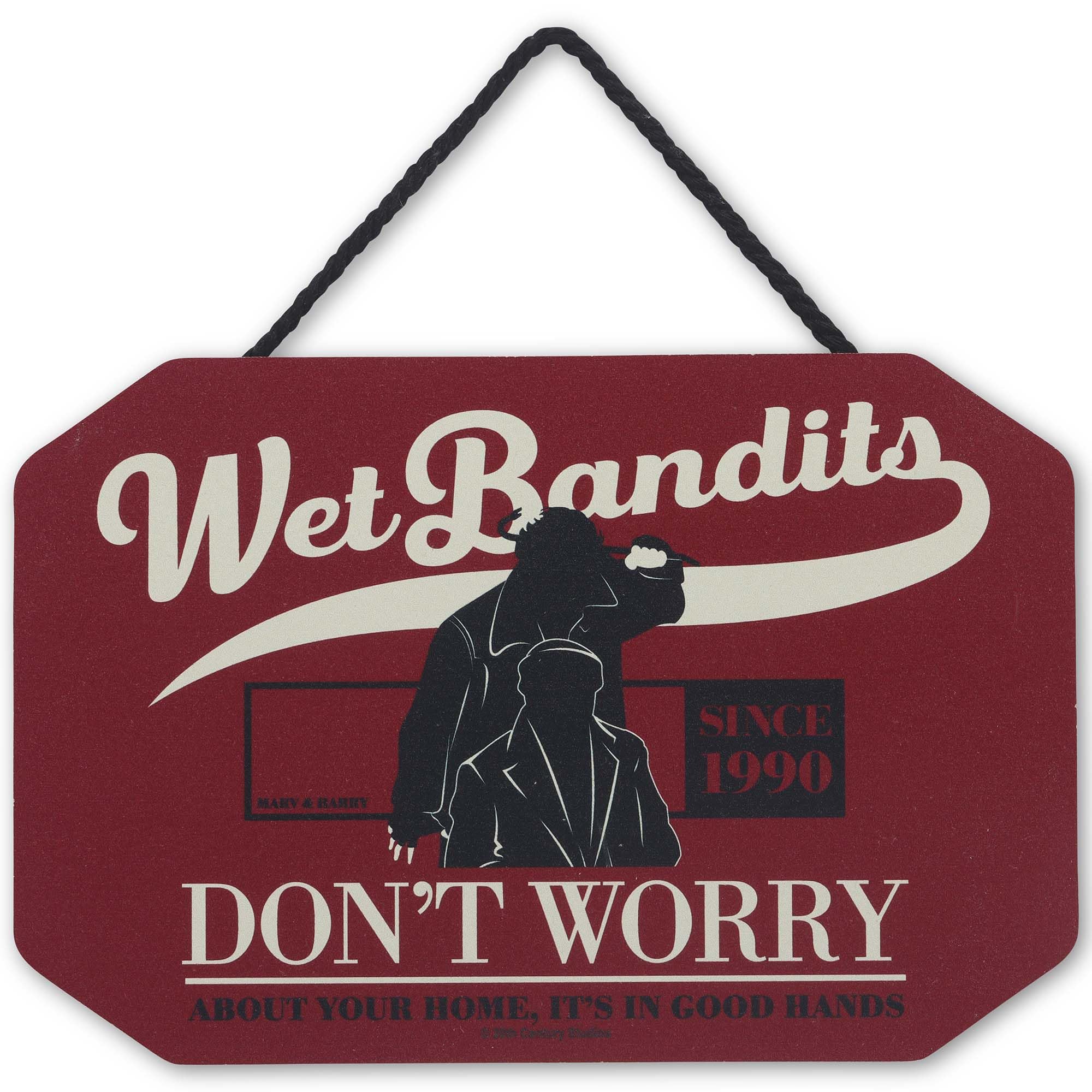 Disney Home Alone Wet Bandits Dont Worry Hanging Wood Wall Decor - Fun Home Alone Sign for Christmas Decorating