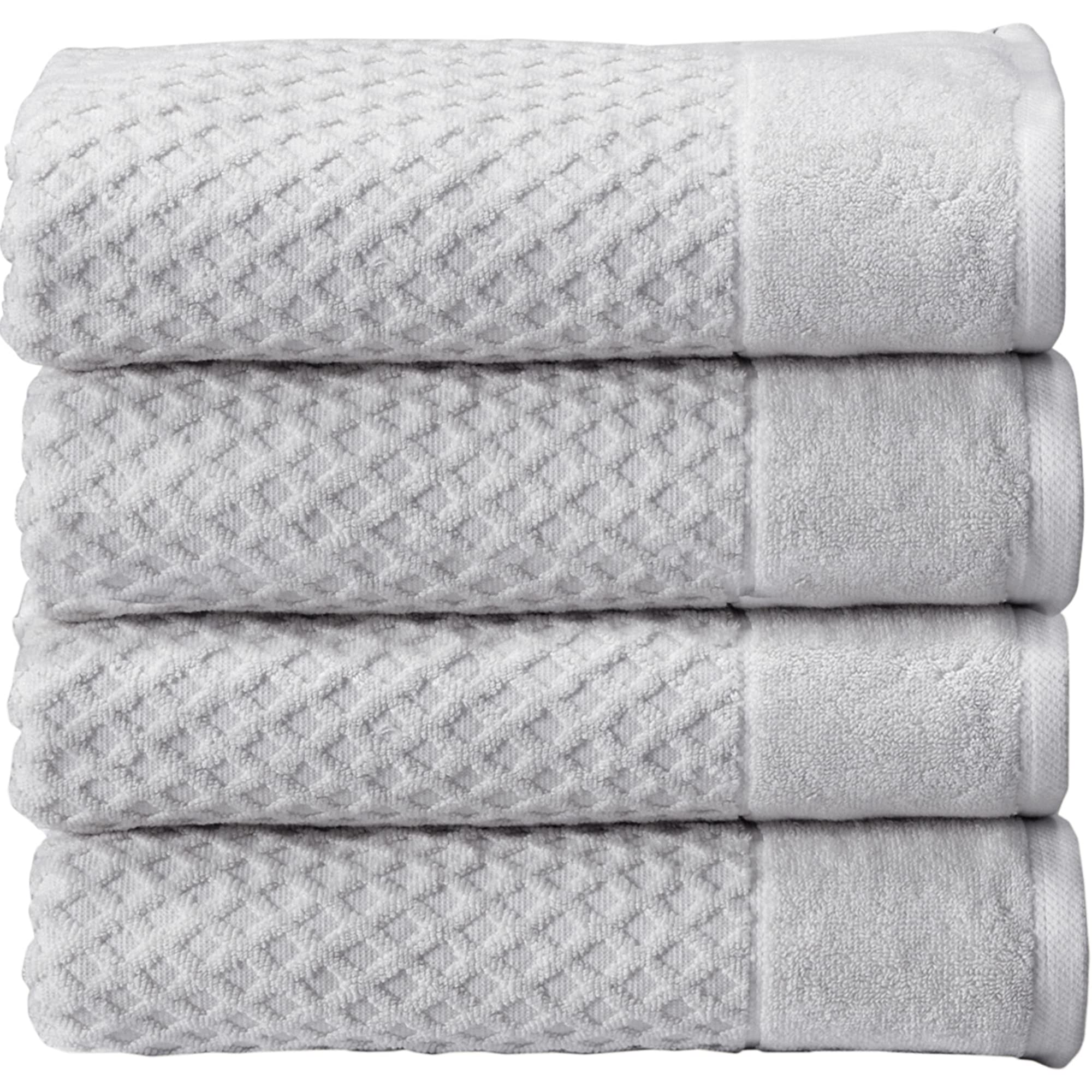 Great Bay Home 100% Cotton Grey Bath Towel Set  4 Soft Bath Towels (30 X 52 Inches)  Highly Absorbent, Quick Dry Bath Towels  Gr