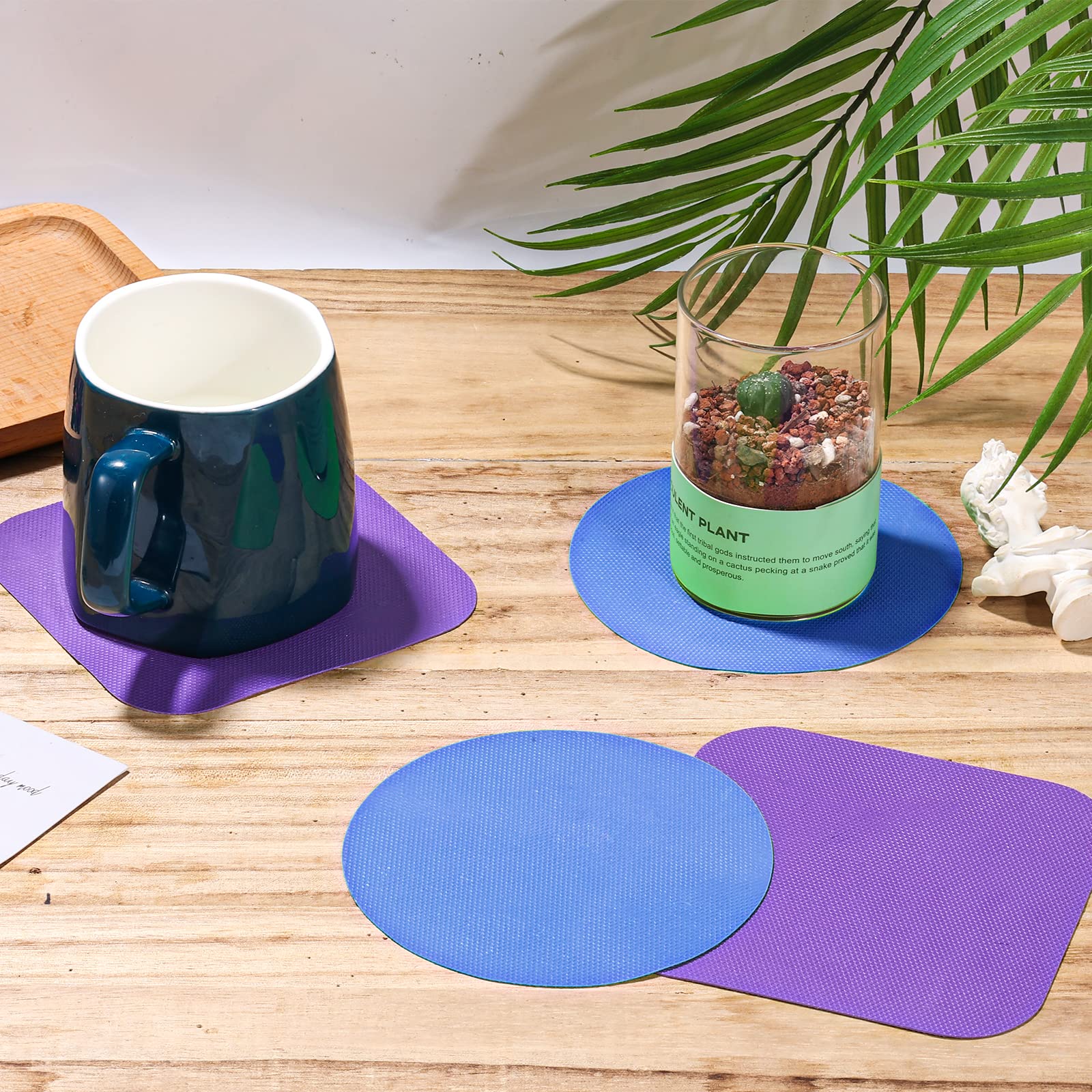 4Pcs Jar Opener Gripper Pads, Rubber Jar Grippers Multi-Function Jar Opener For Seniors With Weak Hands Kitchen Coasters (Blue,