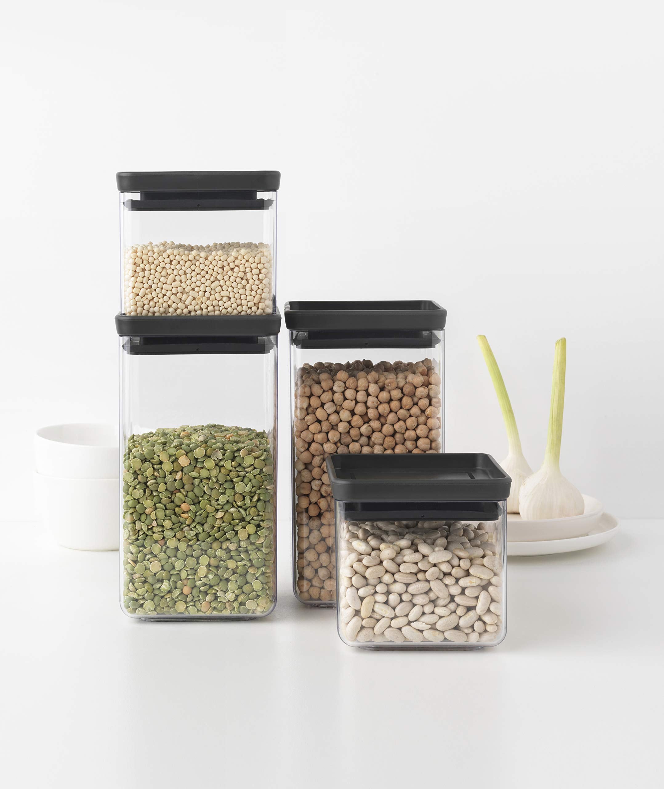 Brabantia Square Canister  Set of 4  Tasty+ - Dark Grey