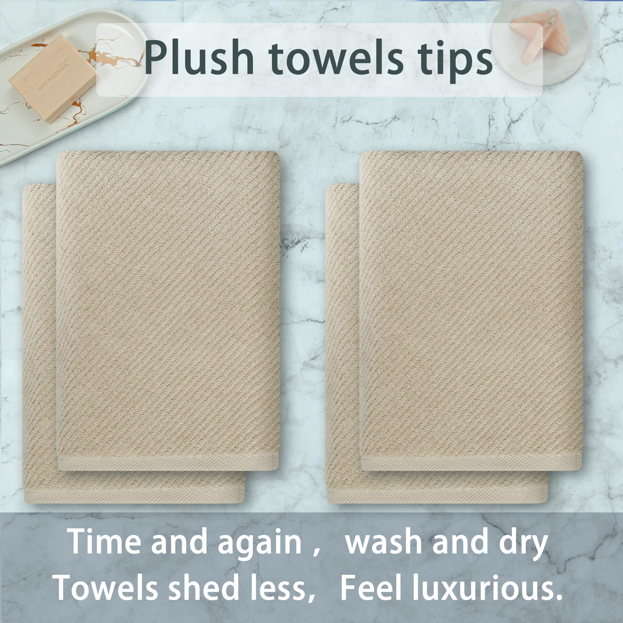 Voova & Movas Bath Towel Set, Large 30'' X 56'' - 100% Cotton | Quick Dry | Light Weight | Thick | Soft | Absorb, Lightweight Ba